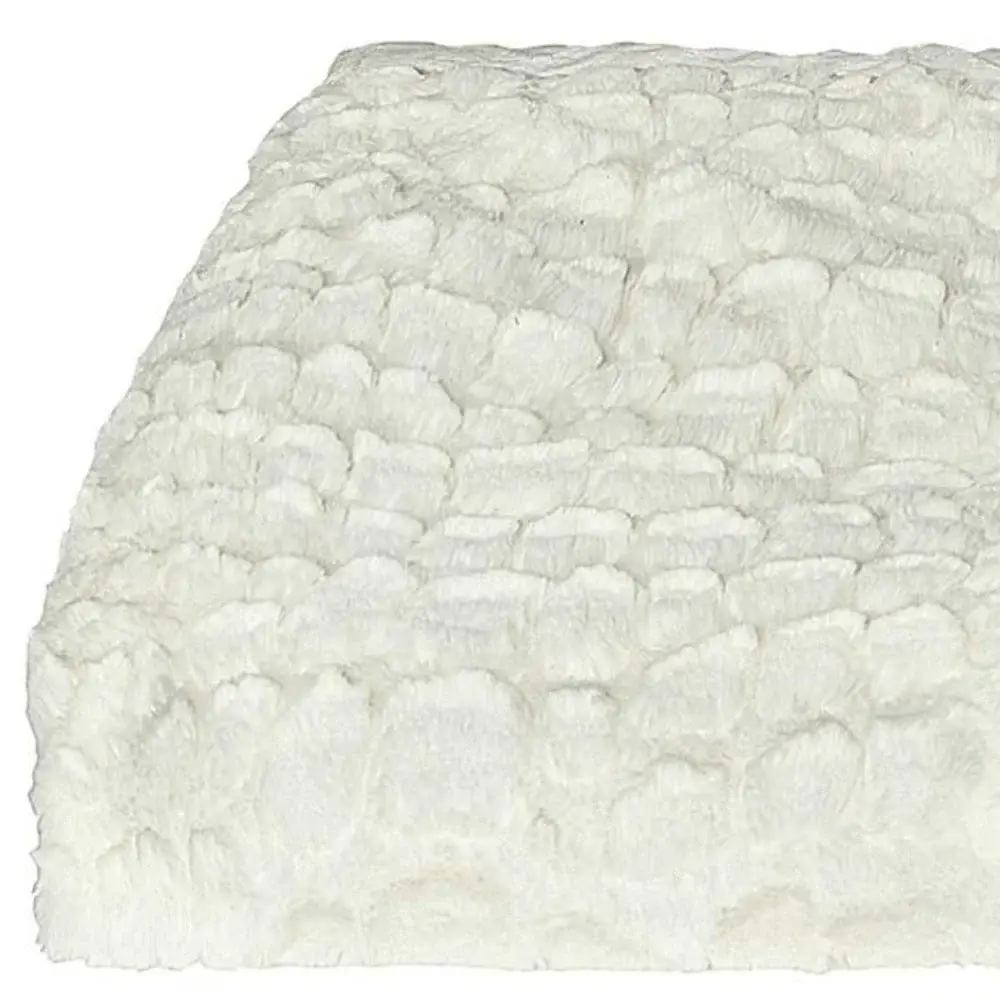 50" X 70" Ivory Faux Fur Plush Throw Blanket with Embroidery - Image 4