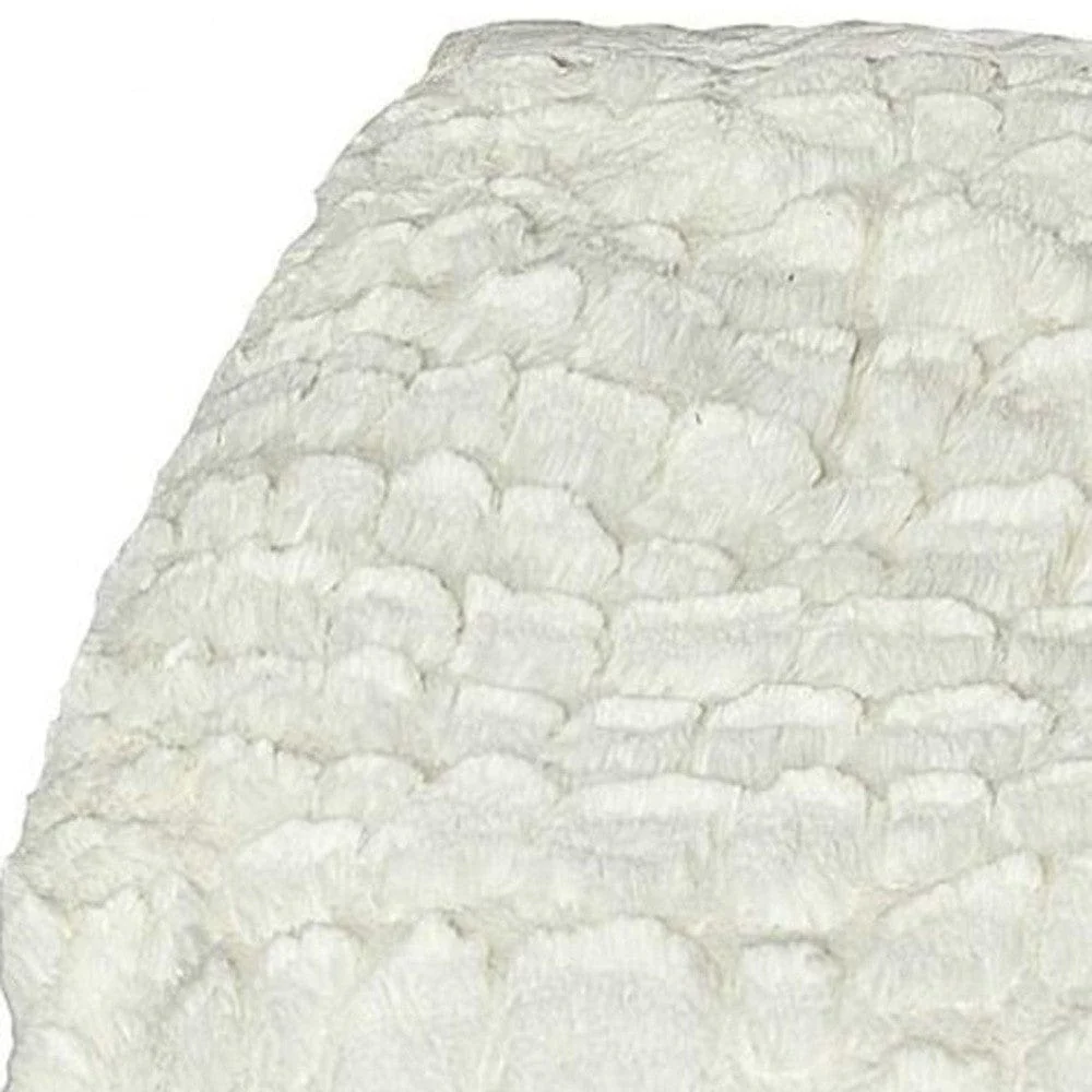 50" X 70" Ivory Faux Fur Plush Throw Blanket with Embroidery - Image 5