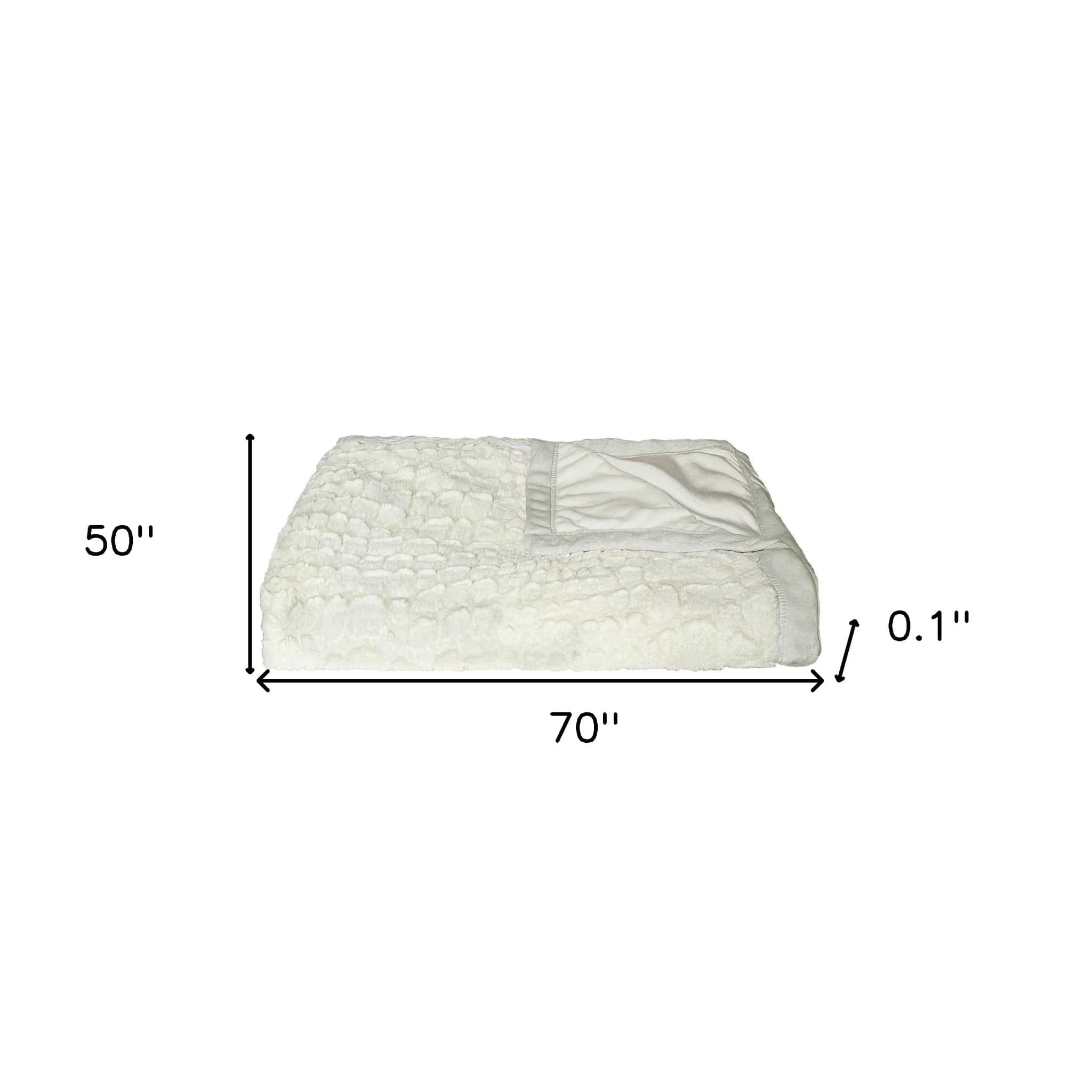 50" X 70" Ivory Faux Fur Plush Throw Blanket with Embroidery - Image 8