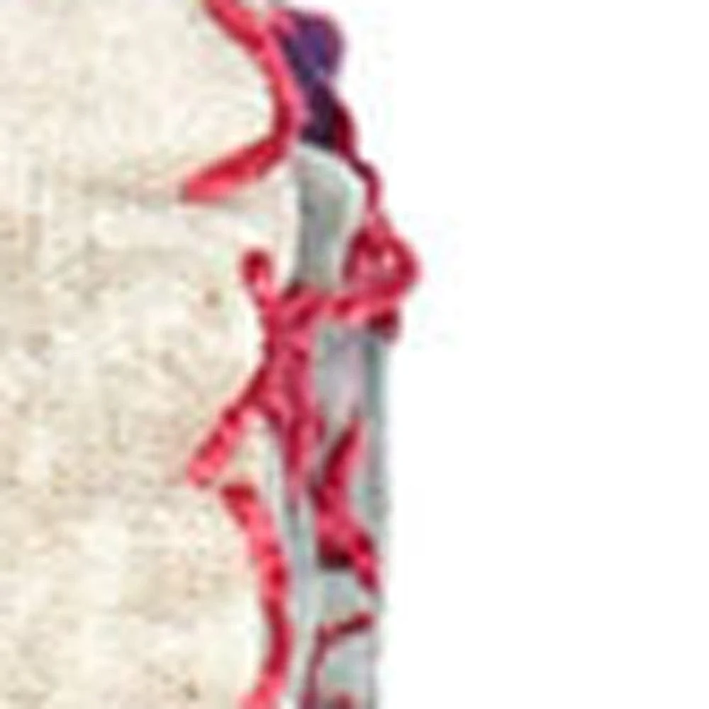 50" X 70" Pink and Ivory Kantha Cotton Floral Throw Blanket with Embroidery - Image 5