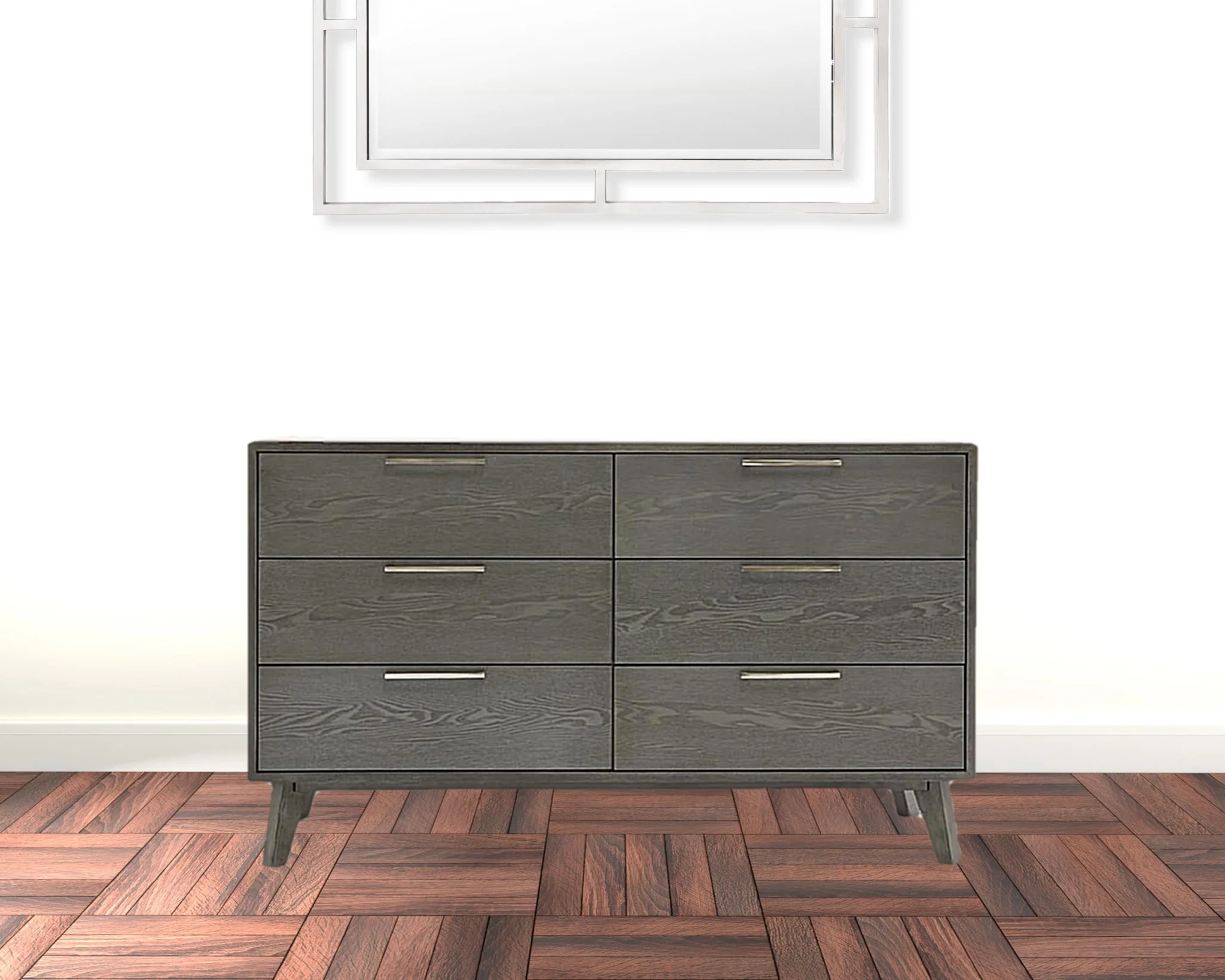 51" Grey Wash Solid Wood Six Drawer Double Dresser - Image 4