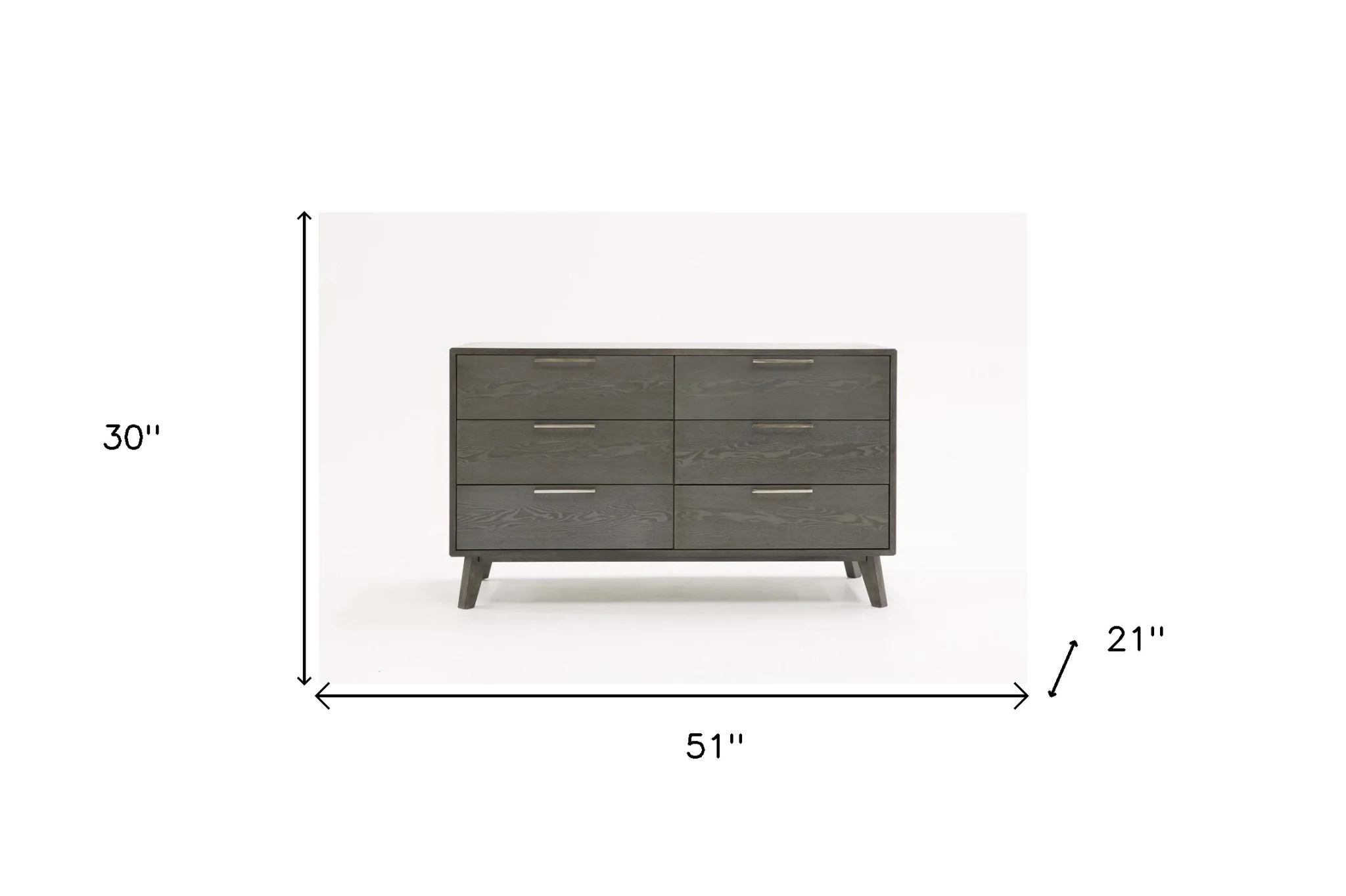 51" Grey Wash Solid Wood Six Drawer Double Dresser - Image 9