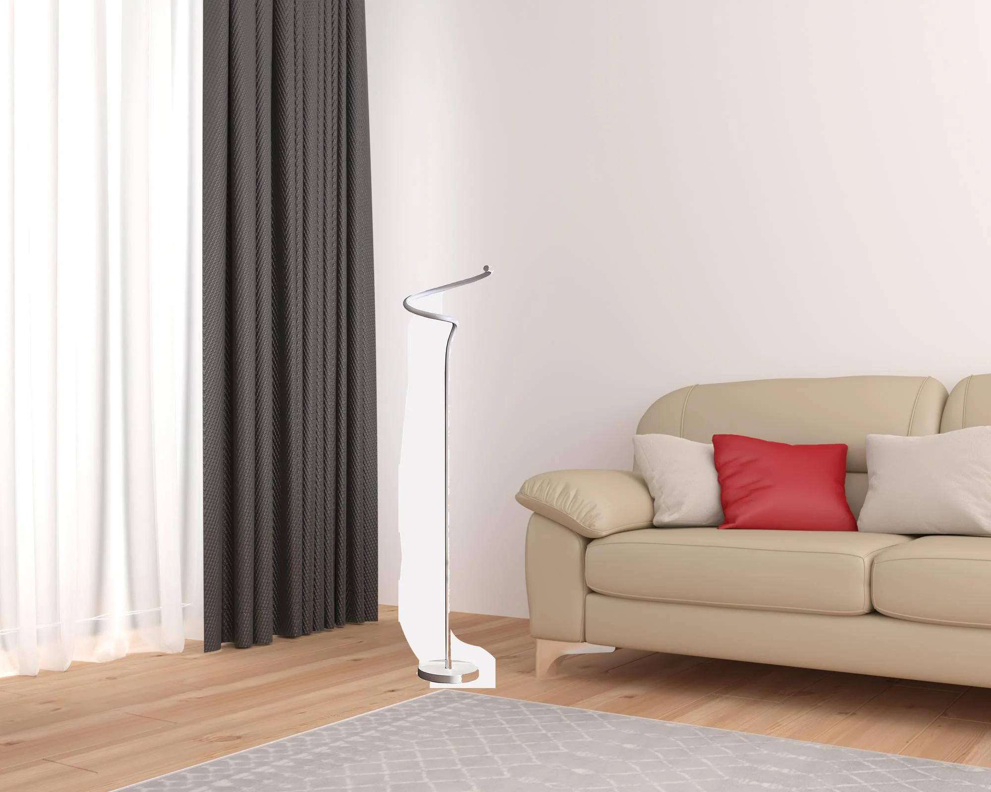 51" White LED Novelty Curvy Spiral Floor Lamp - Image 2