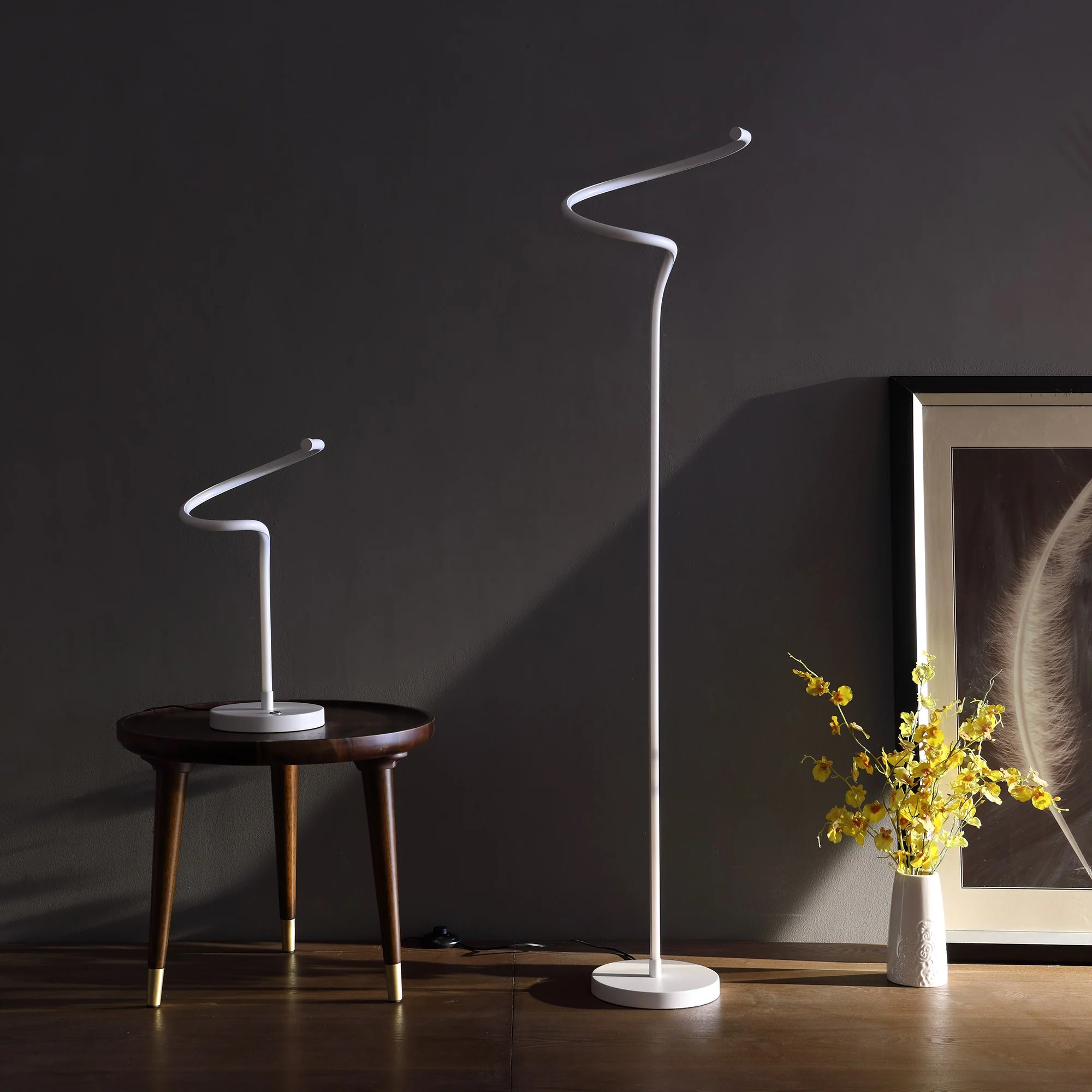 51" White LED Novelty Curvy Spiral Floor Lamp - Image 6