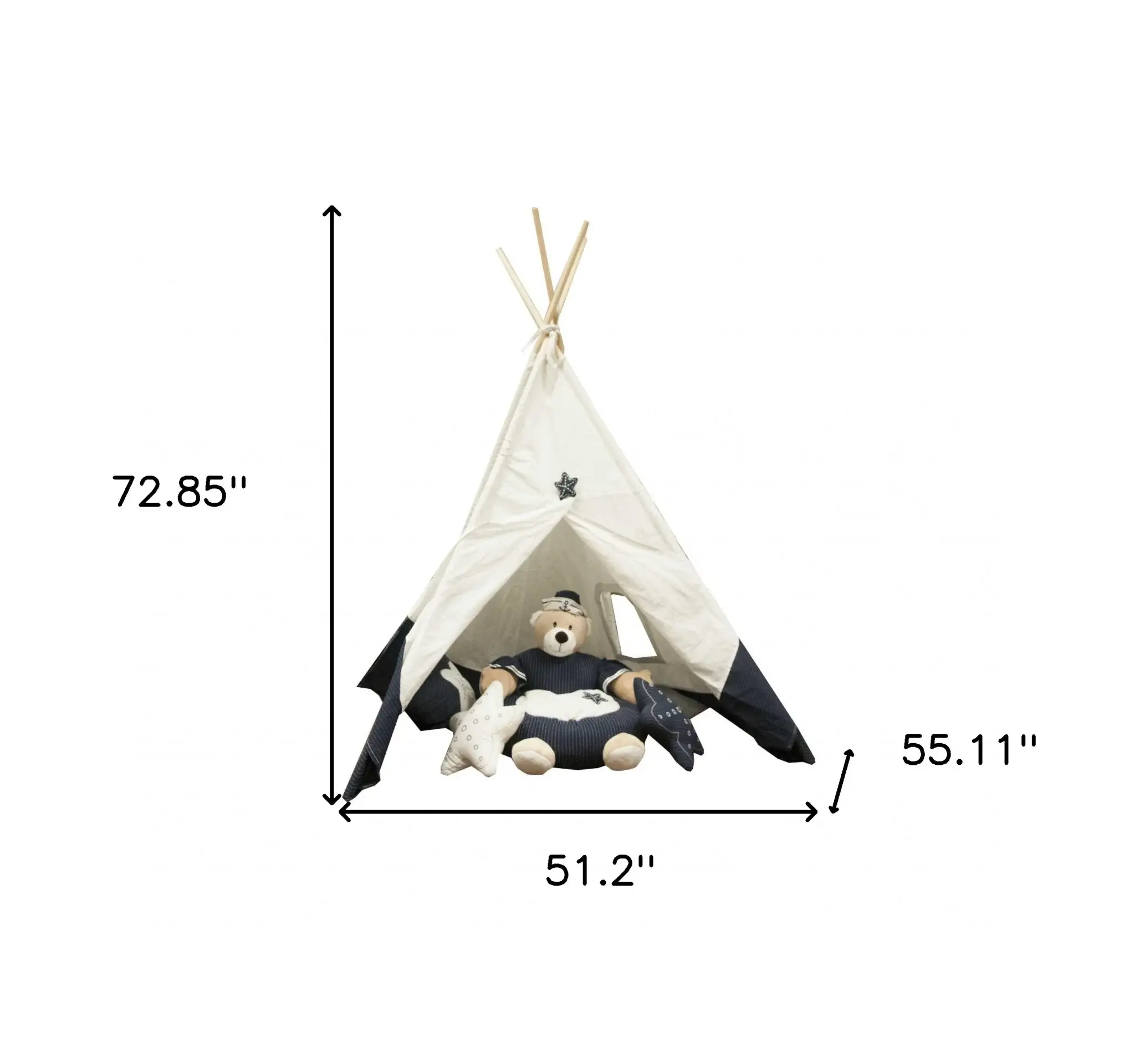 51 x 55 x 73 White and Blue Fabric Tent - Image 6