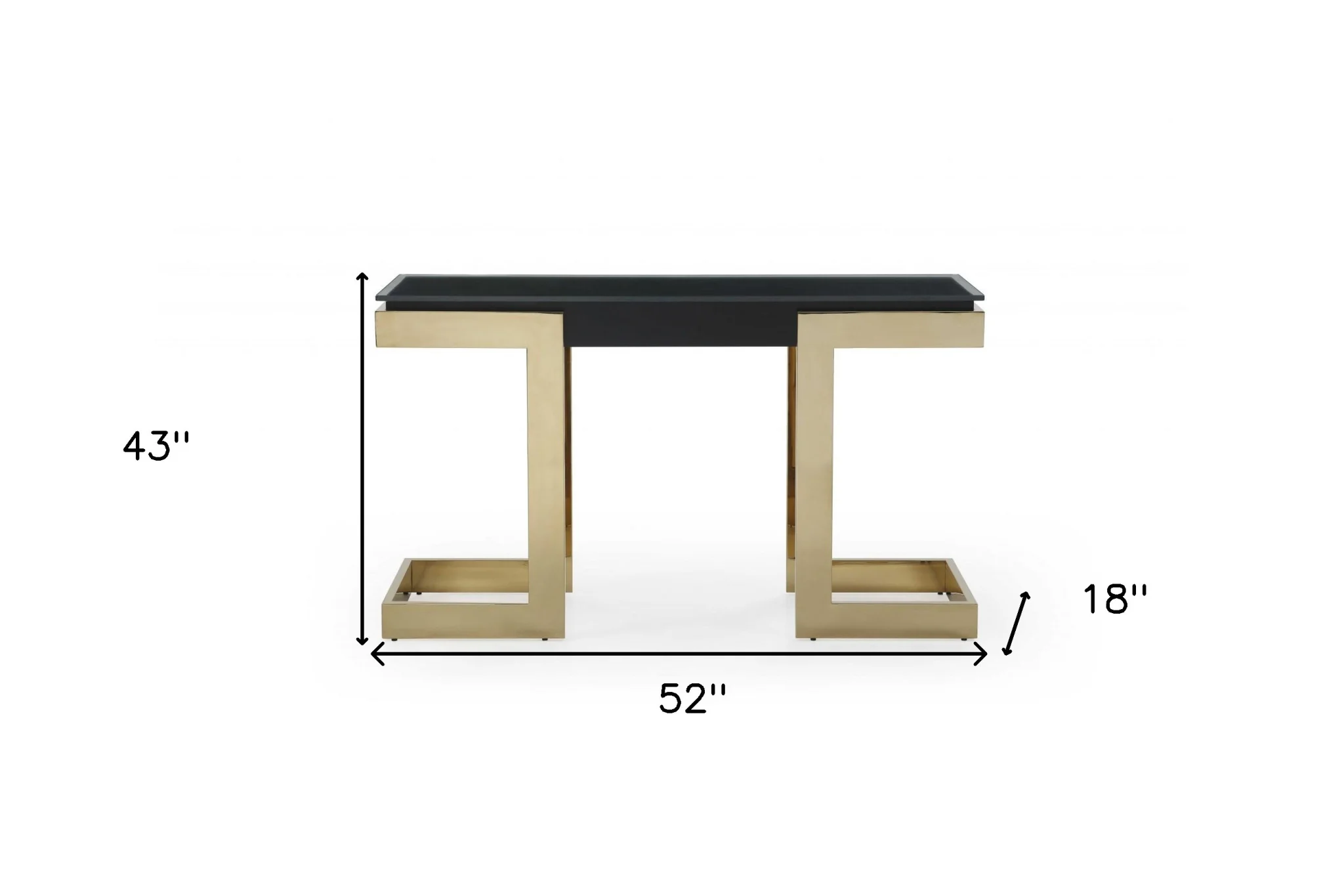 52" Black and Gold Glass Pedestal Console Table - Image 8