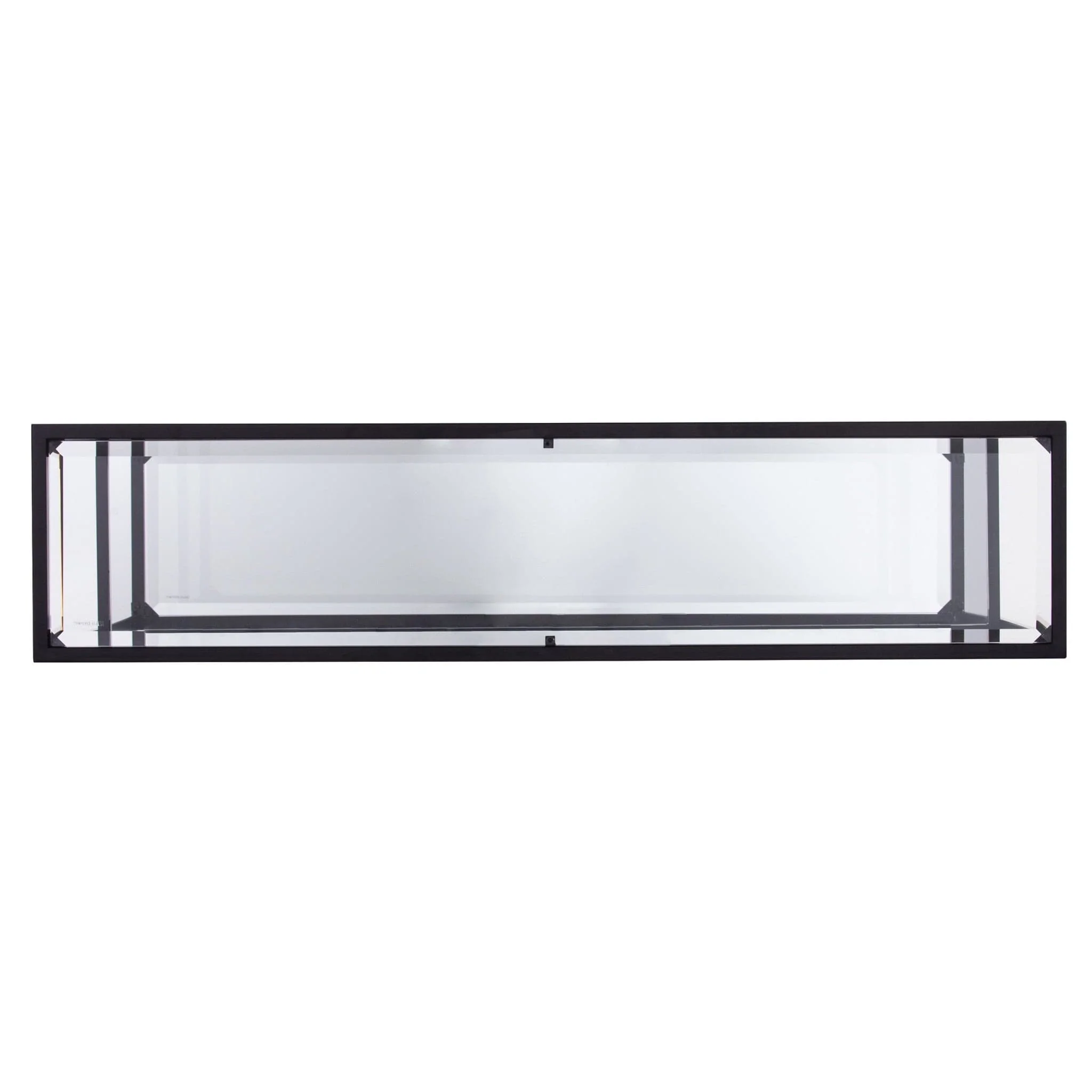 52" Clear and Black Glass Mirrored Sled Console Table With Shelves - Image 4
