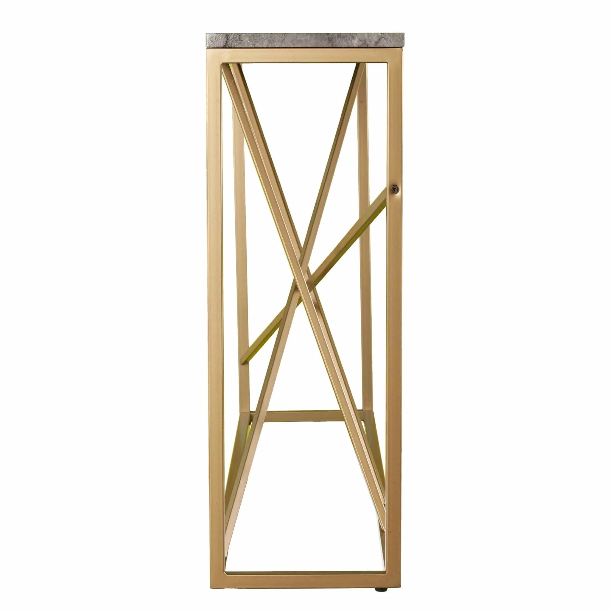 52" Gray and Gold Faux Marble Frame Console Table - Image 2