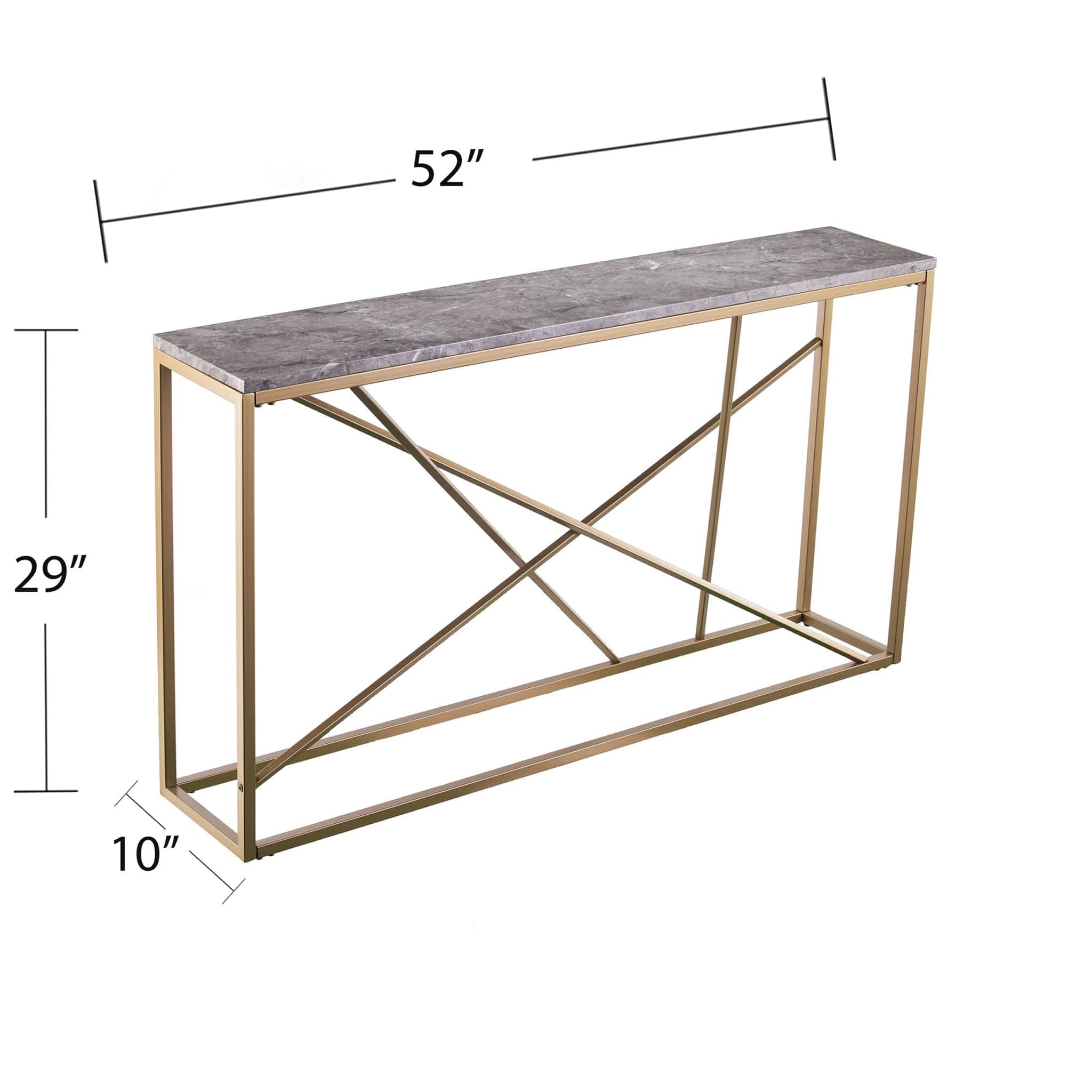 52" Gray and Gold Faux Marble Frame Console Table - Image 5