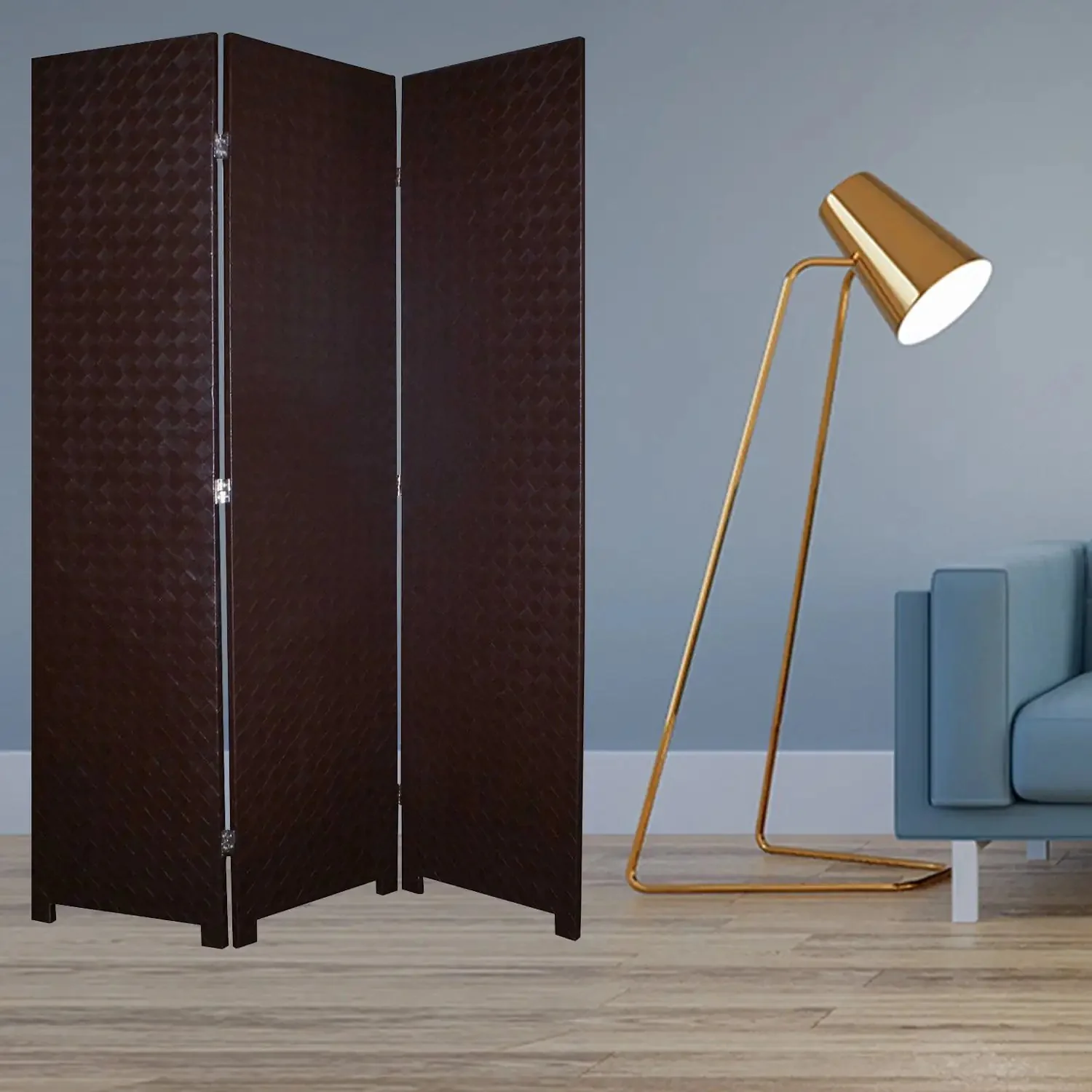 52 X 71 Brown Criss Cross Faux Leather Screen - Image 2