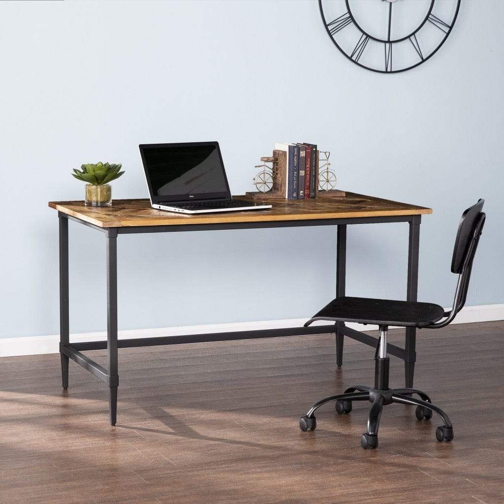 53" Natural And Black Writing Desk - Image 8