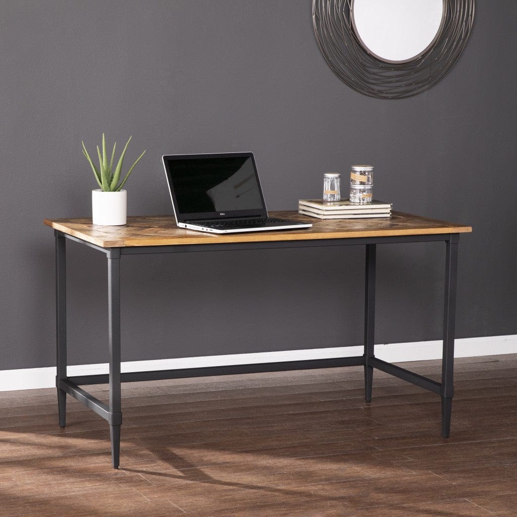 53" Natural And Black Writing Desk - Image 9