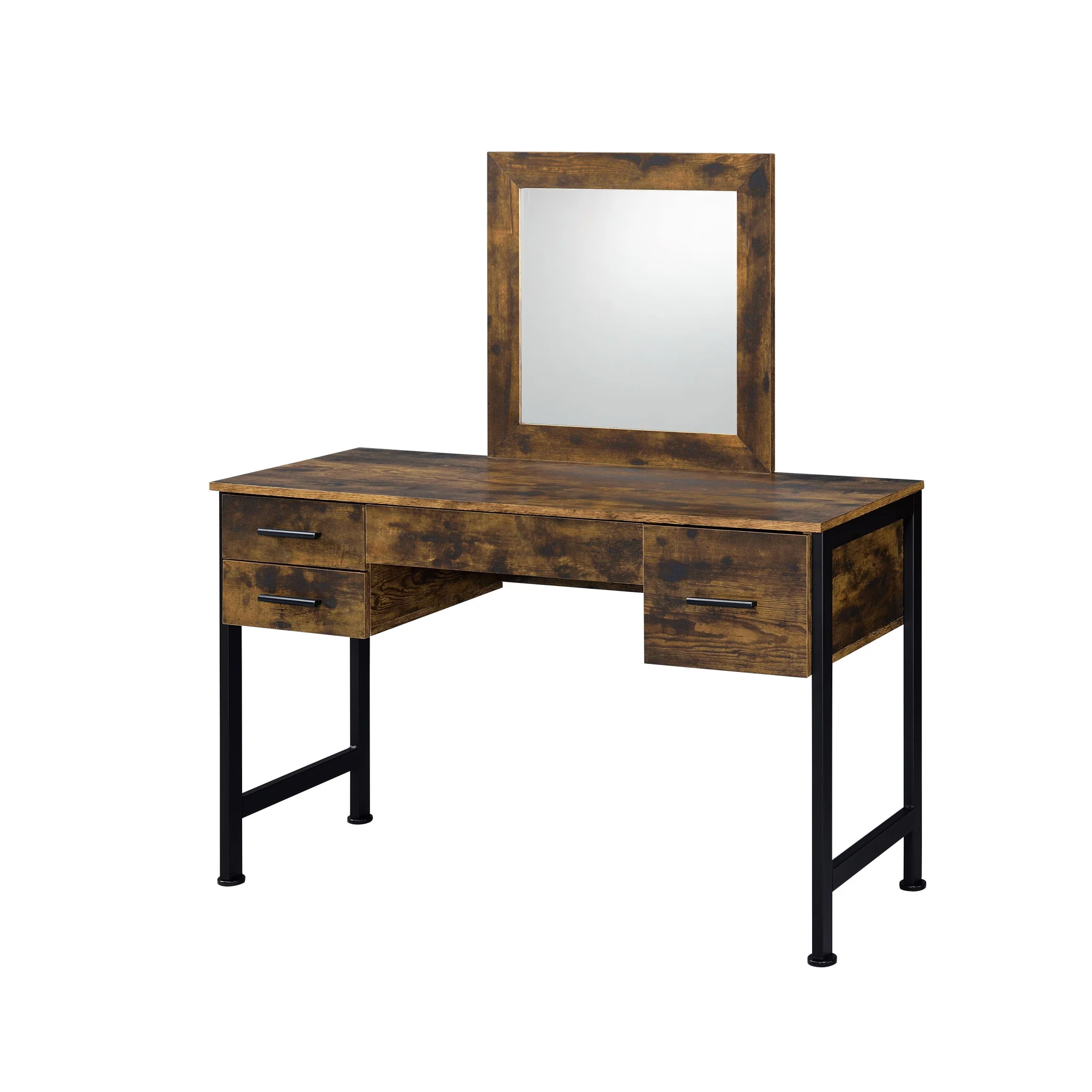 53" Rustic Oak & Black Finish Dresser Mirror - Image 3