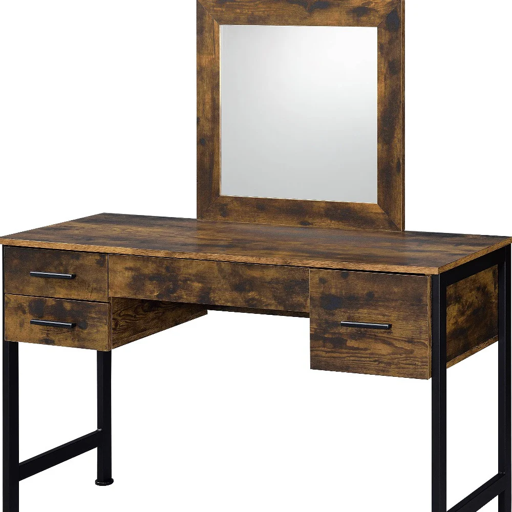 53" Rustic Oak & Black Finish Dresser Mirror - Image 5