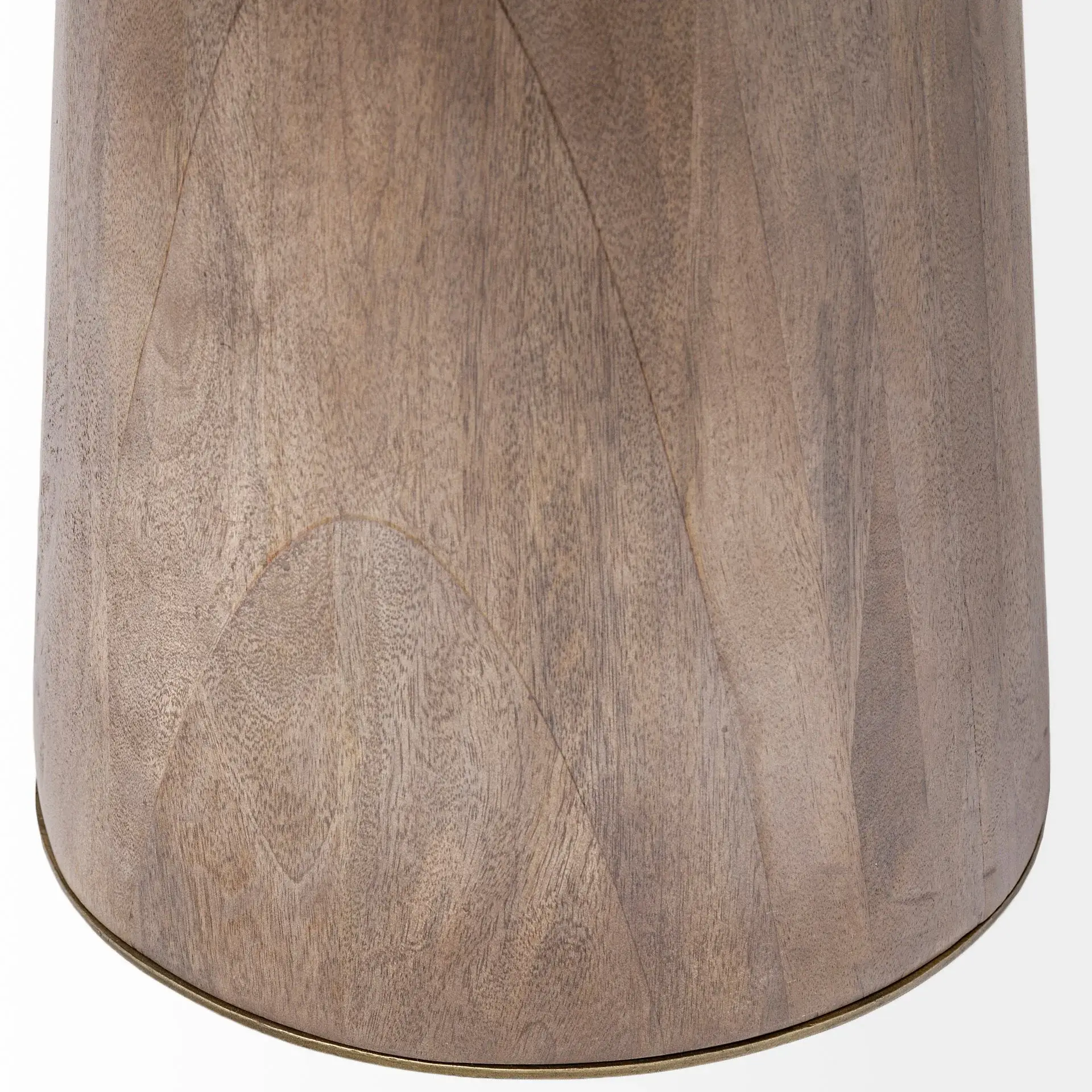 54" Brown And Gold Rounded Solid Wood And Metal Pedestal Base Dining Table - Image 5