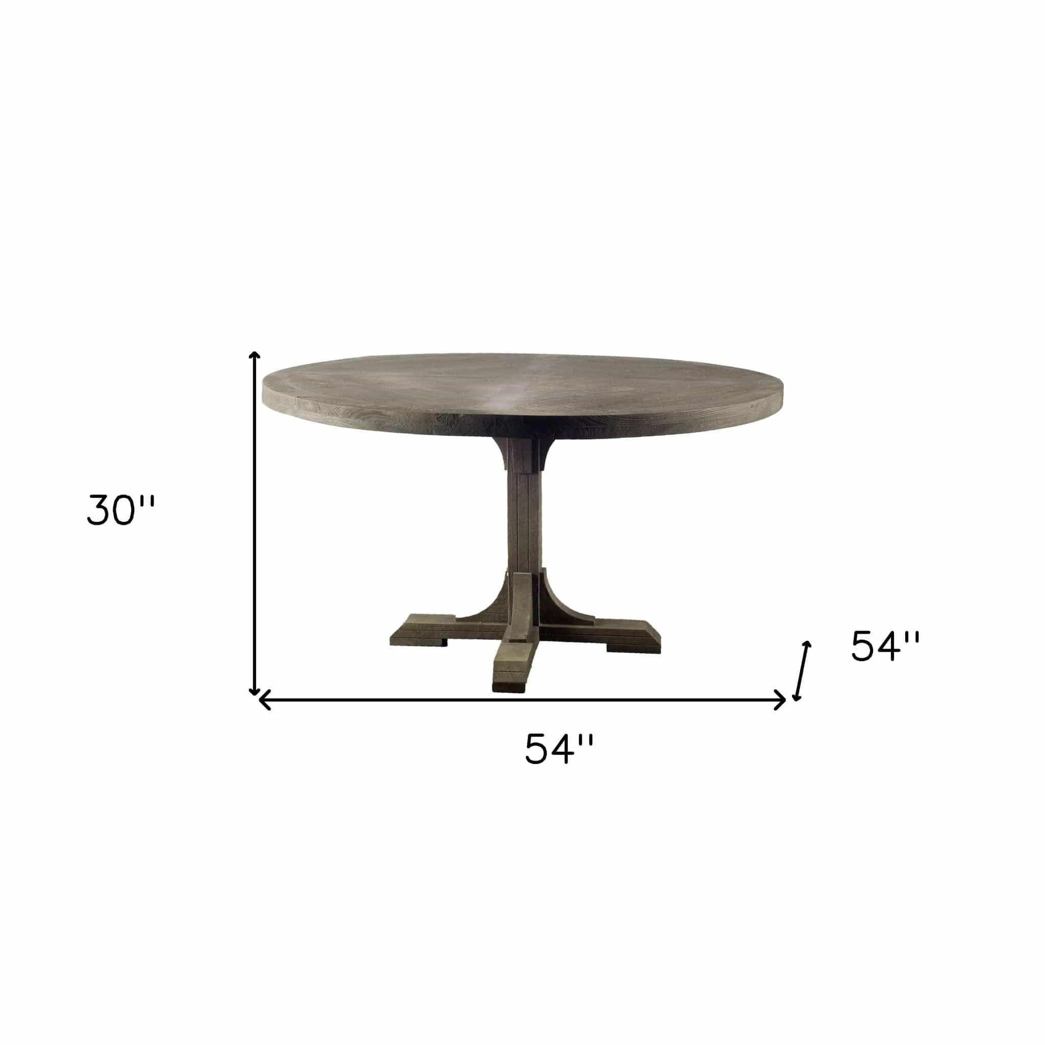 54" Brown Rounded Solid Wood Pedestal Base Dining Table - Image 6