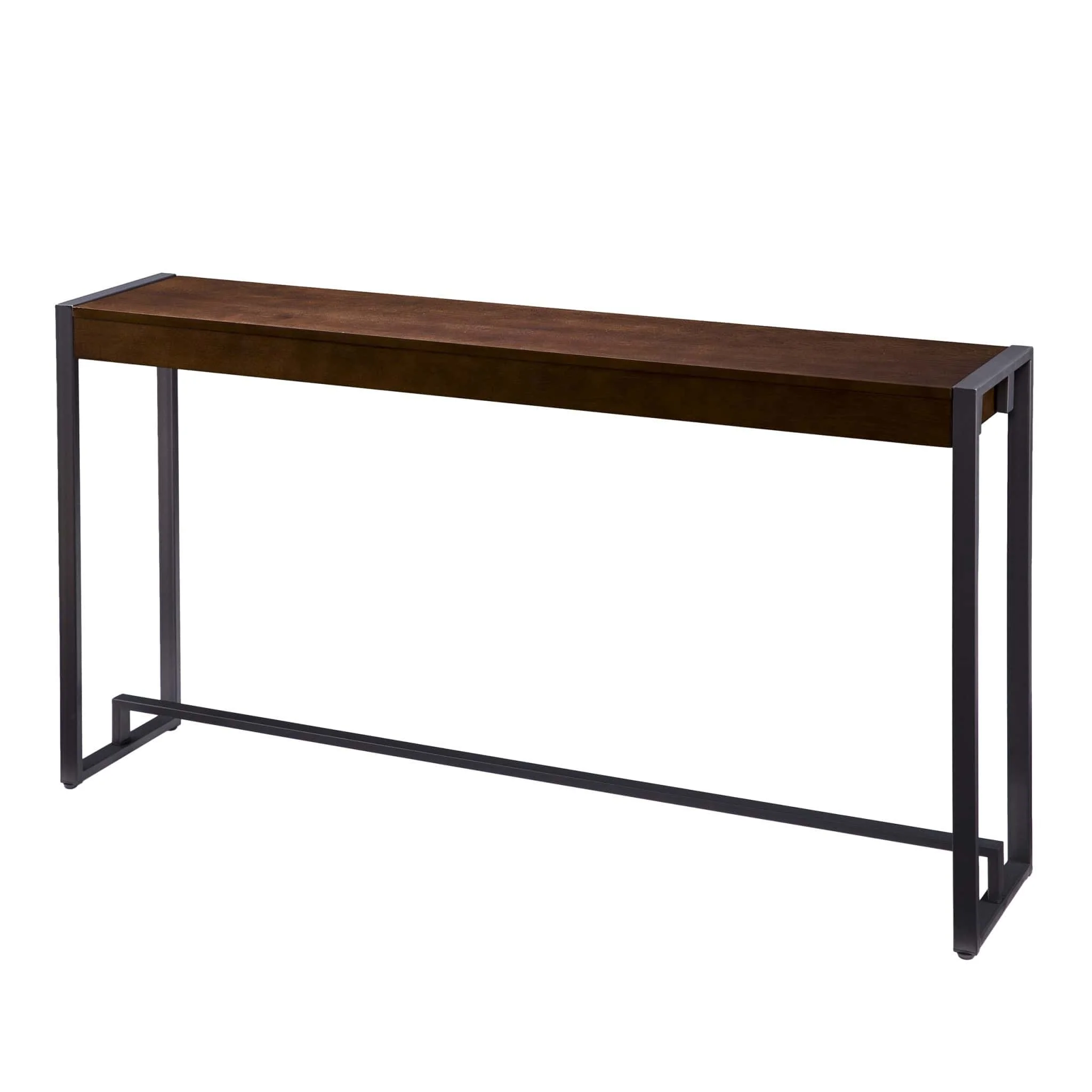 54" Dark Brown and Gunmetal Sled Console Table - Image 4