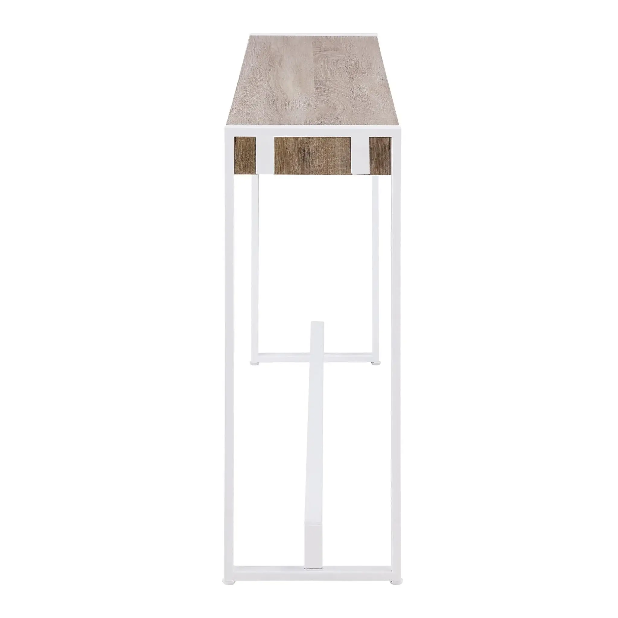 54" Gray Brown and White Sled Console Table - Image 3