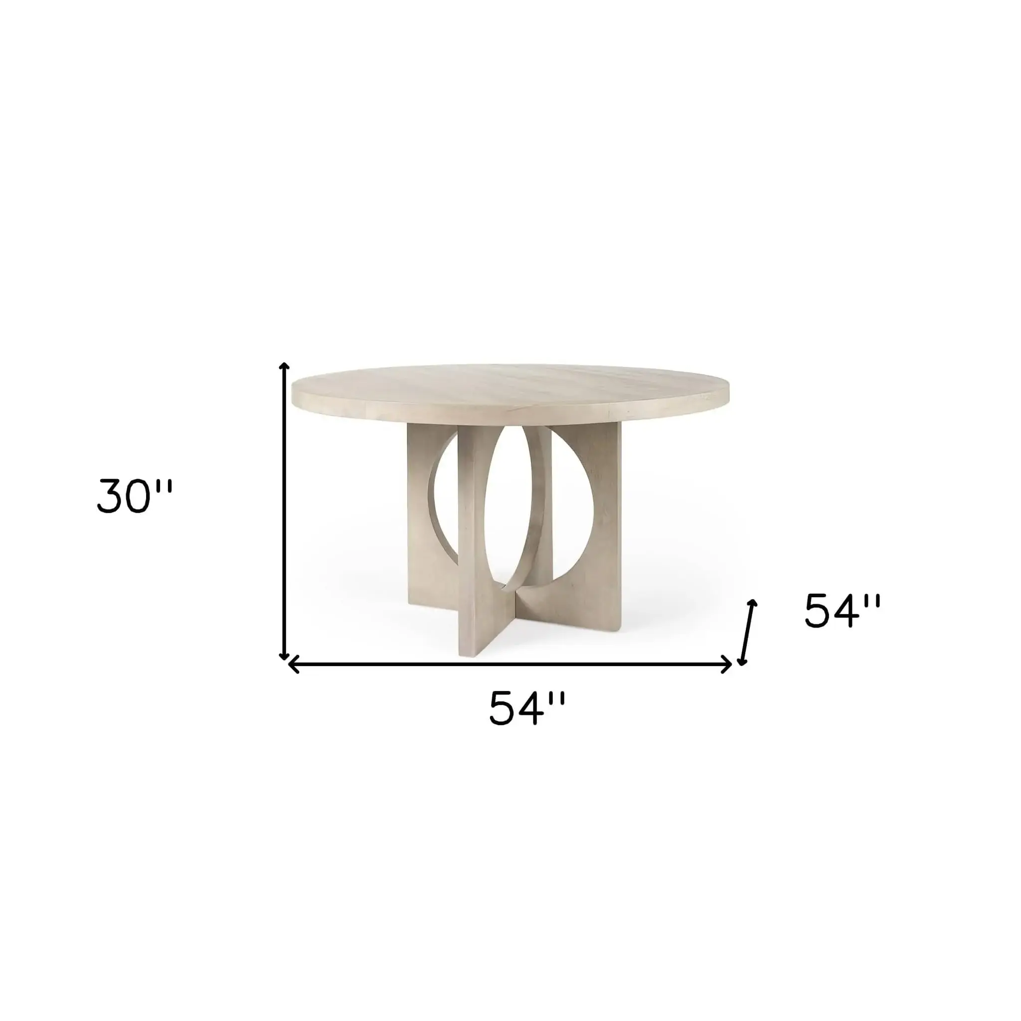 54" Natural Rounded Pedestal Base Dining Table - Image 9
