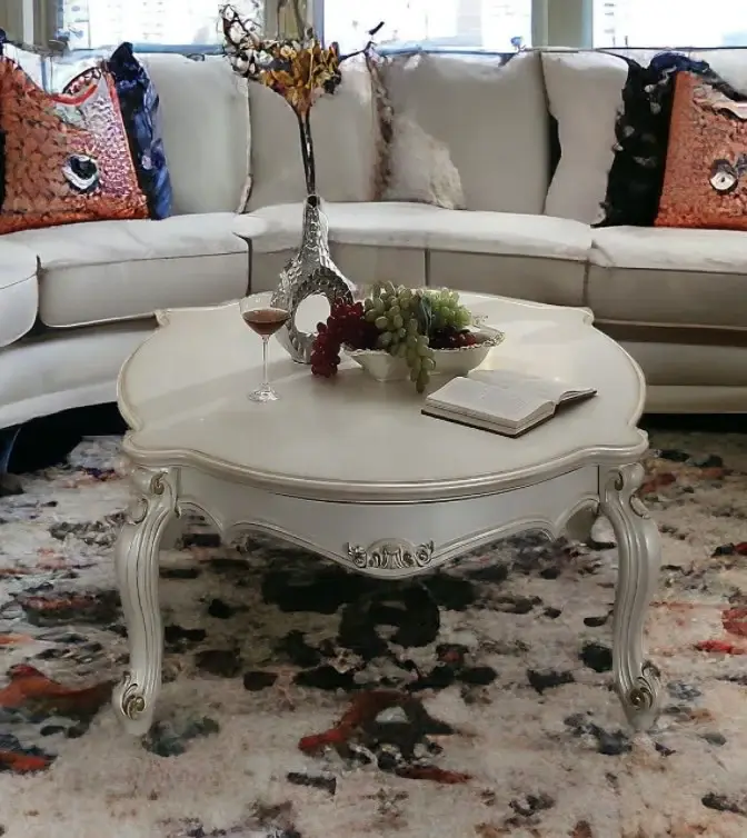 54" Pearl Solid And Manufactured Wood And Polyresin Coffee Table - Image 3