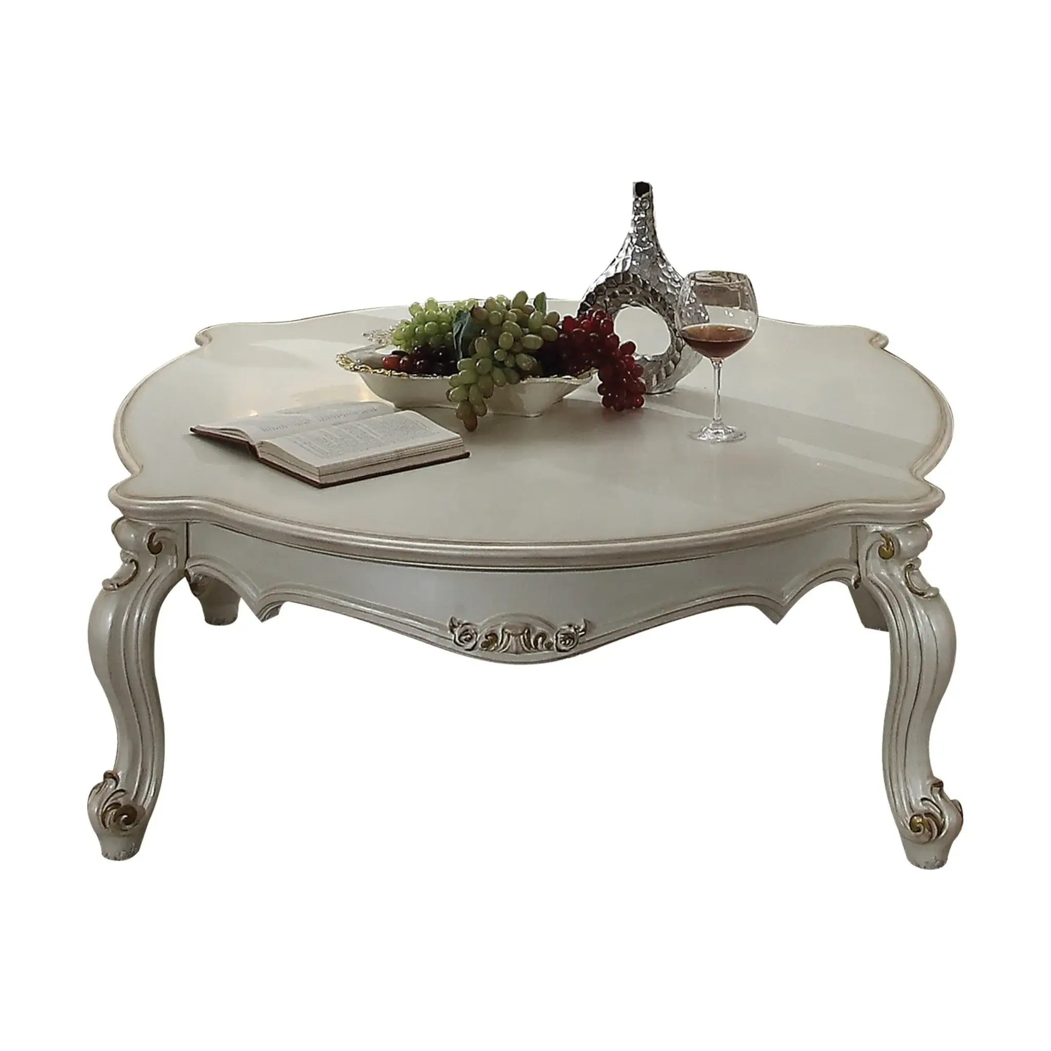 54" Pearl Solid And Manufactured Wood And Polyresin Coffee Table - Image 4