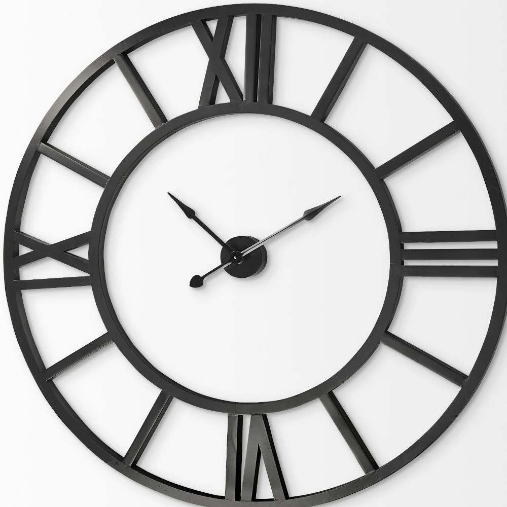 54" Round Xl Industrial Style Wall Clock With Open Face Desing - Image 3