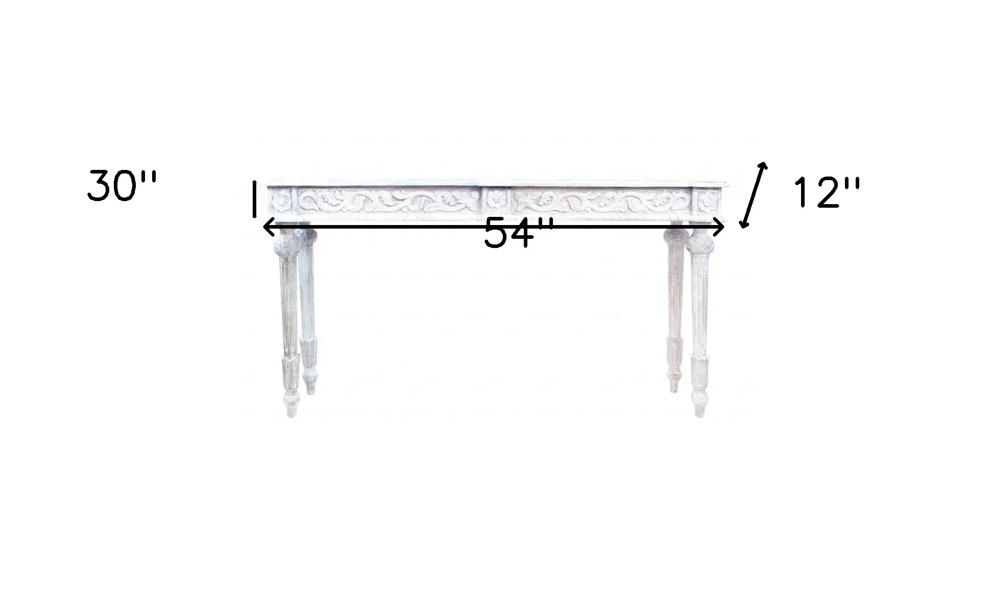 54" White Solid Wood Distressed Console Table - Image 8
