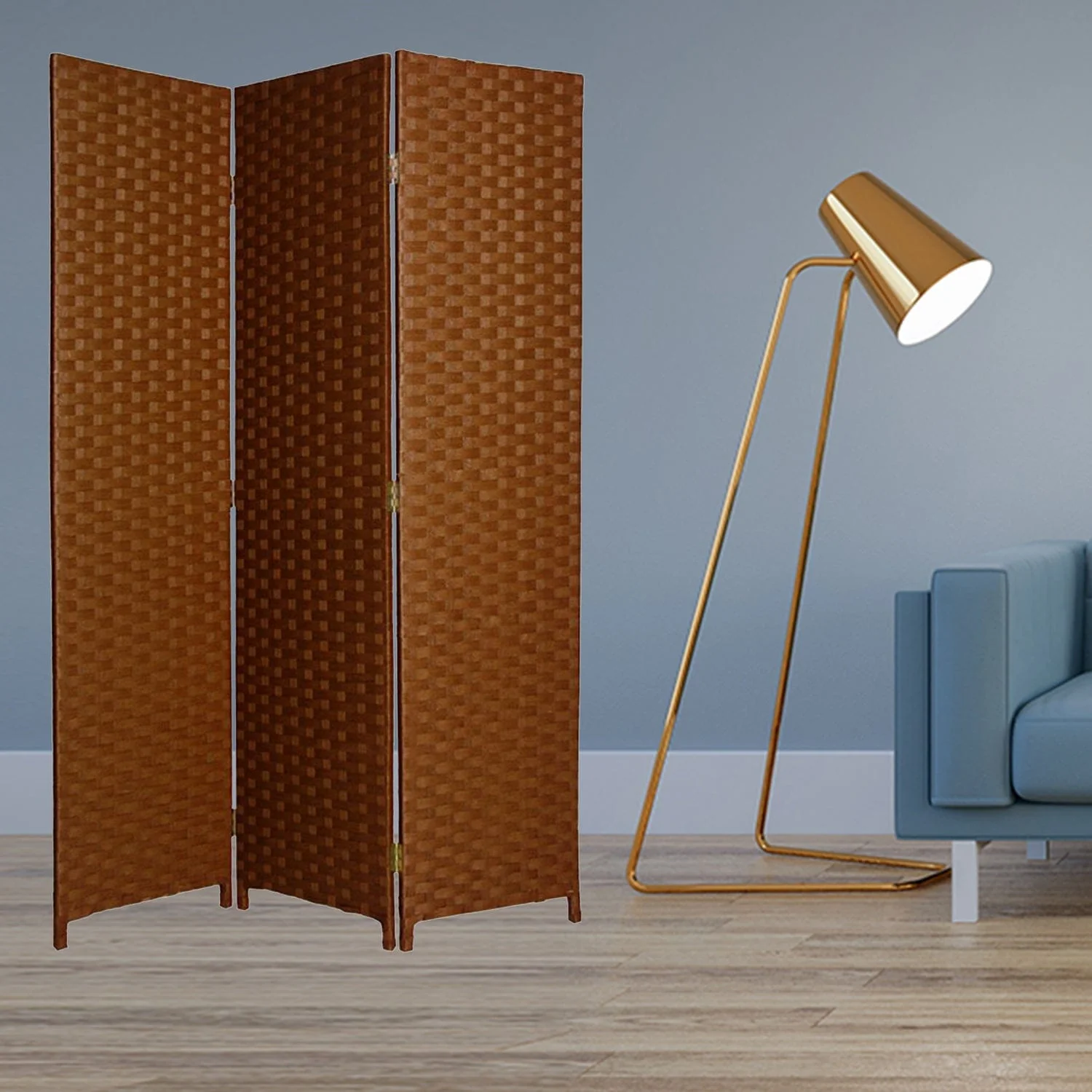 54" X 72" Dark Brown Wood  3 Panel Screen - Image 2