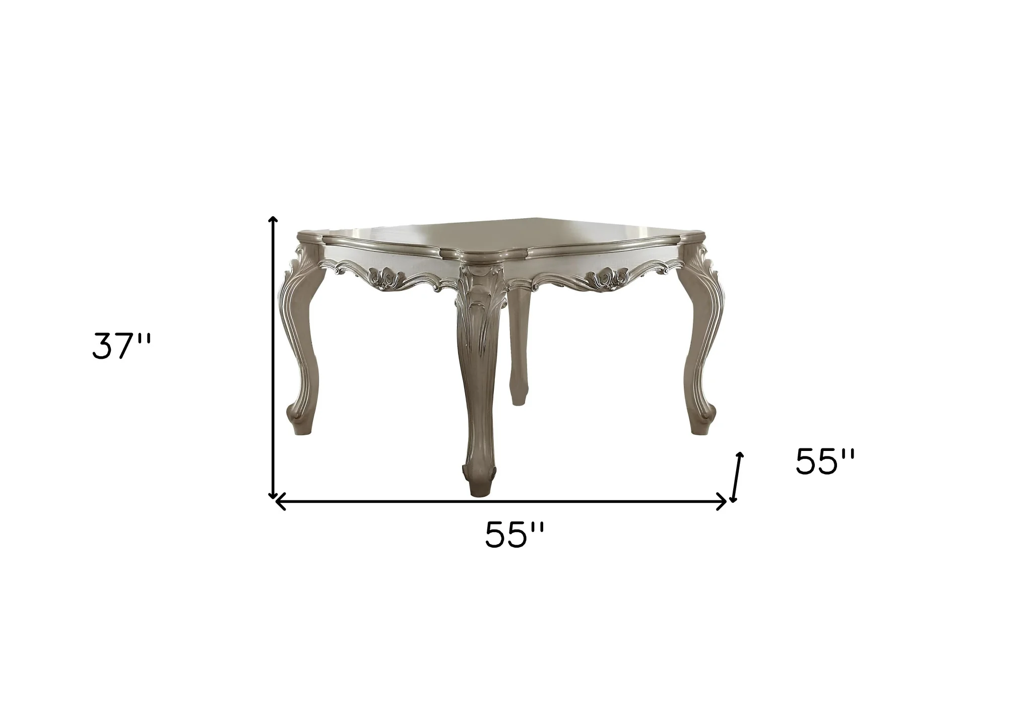 55" Antiqued White Solid Wood And Solid Manufactured Wood Dining Table - Image 3