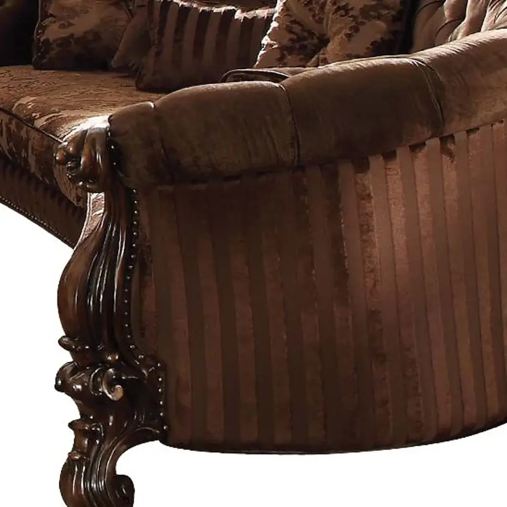 55" Brown Velvet Curved Sofa And Toss Pillows - Image 4