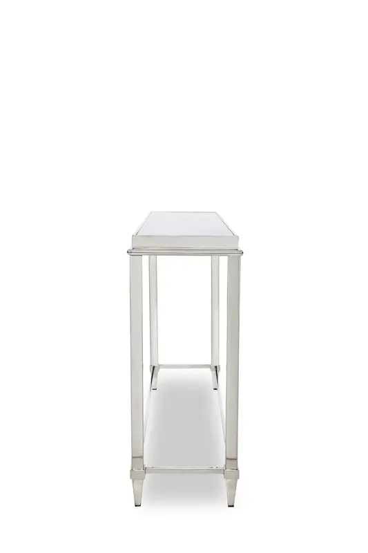 55" Silver Glass Frame Console Table - Image 4
