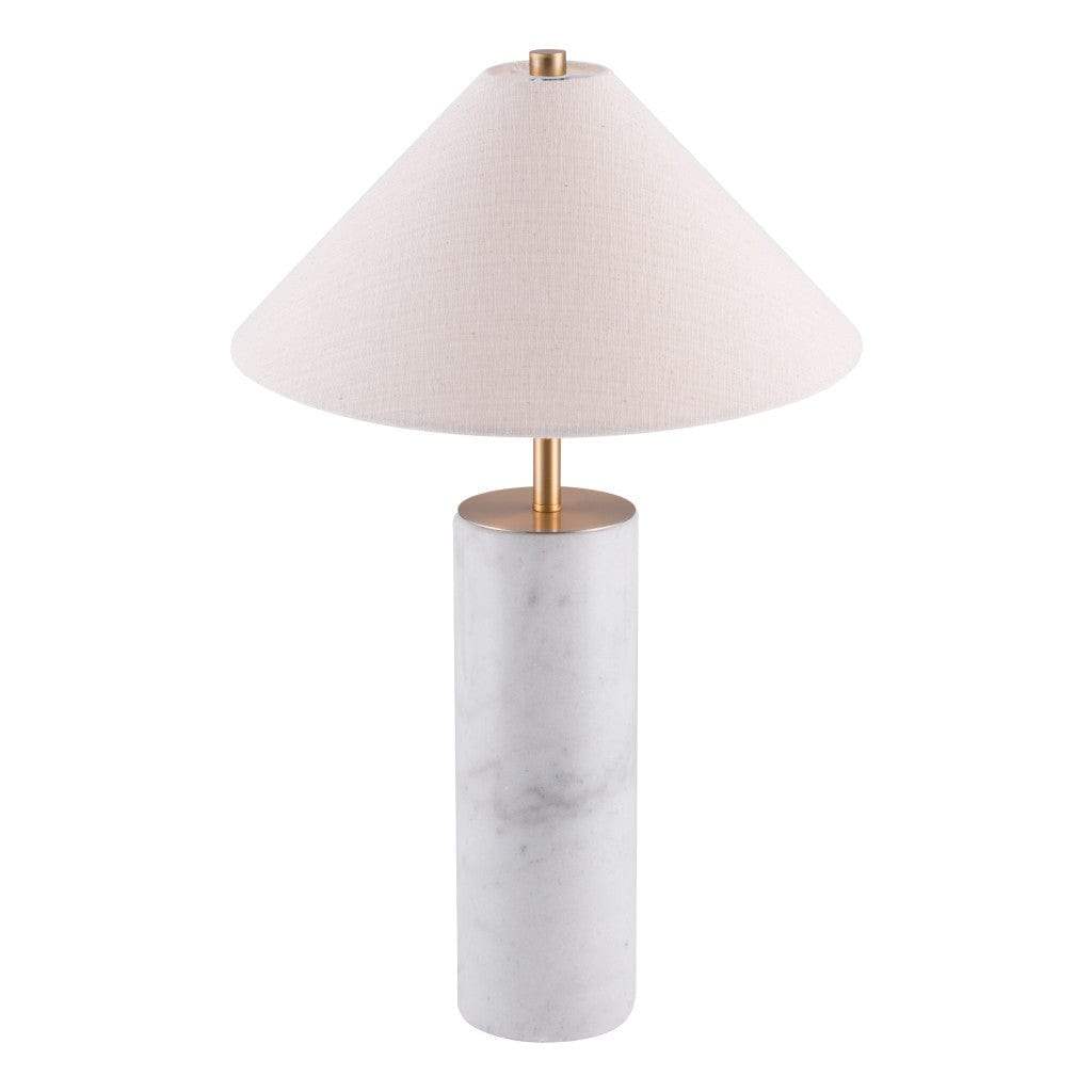 55" White Metal Bedside Table Lamp With Beige Empire Shade - Image 6