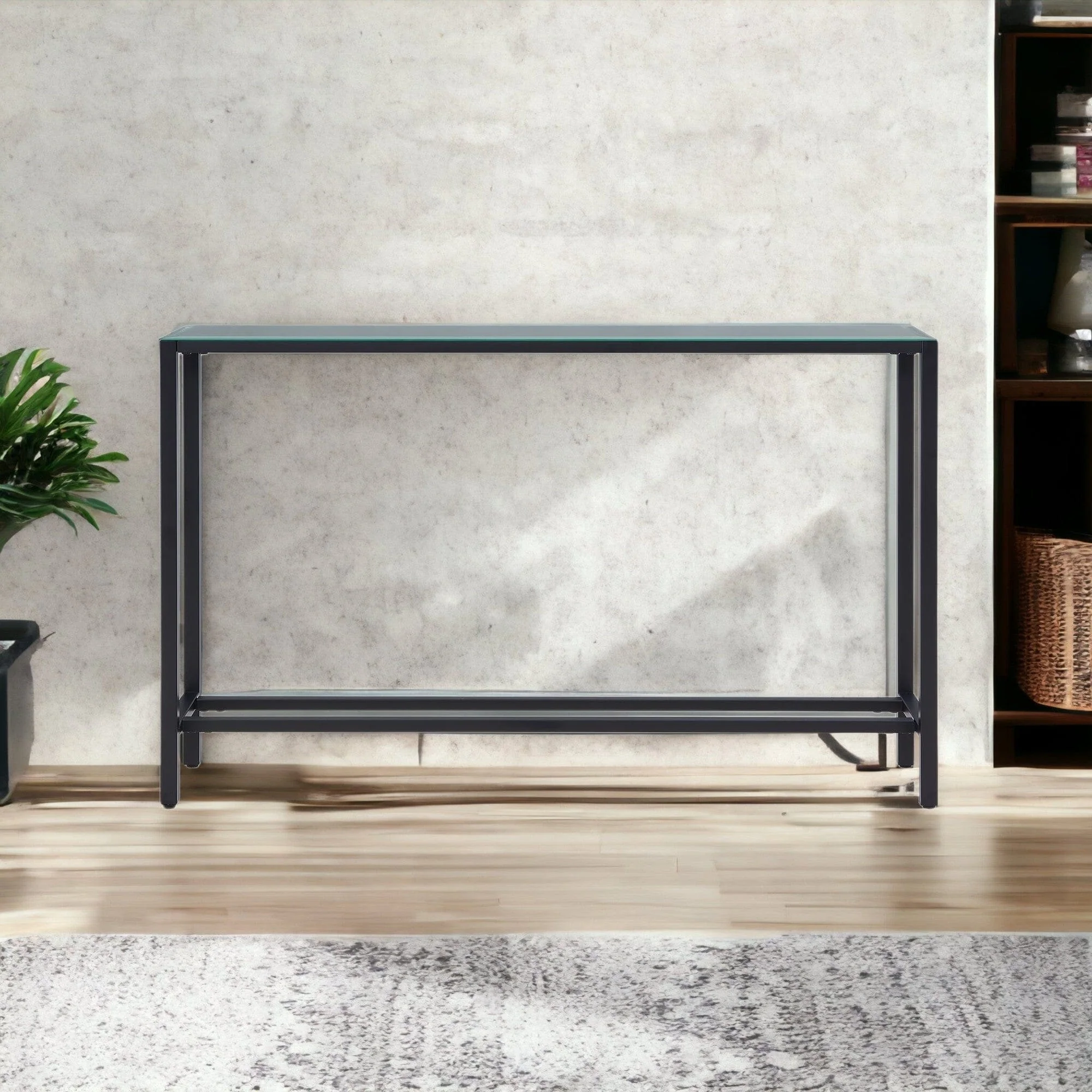 56" Black Mirrored Glass Console Table - Image 6