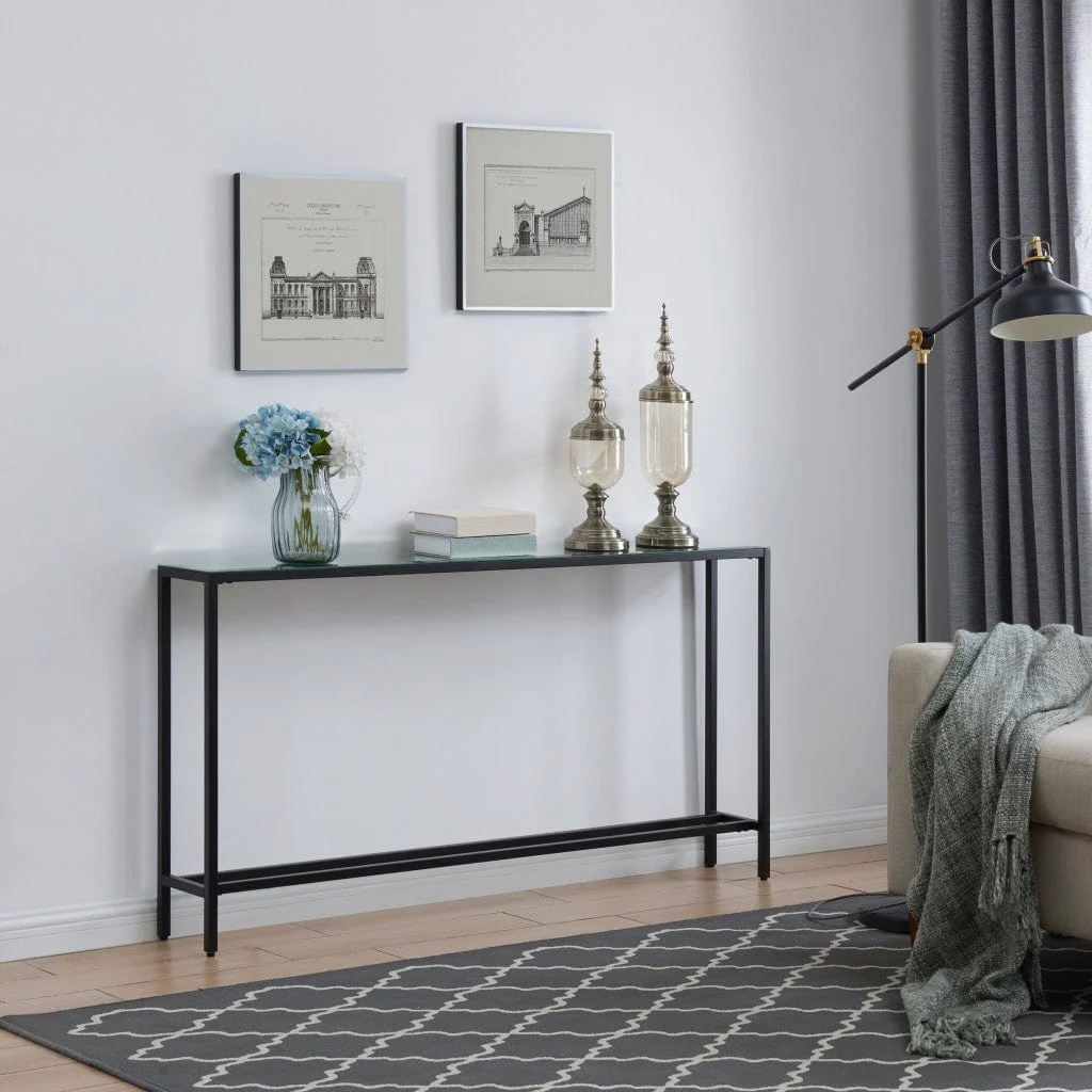 56" Black Mirrored Glass Console Table - Image 8