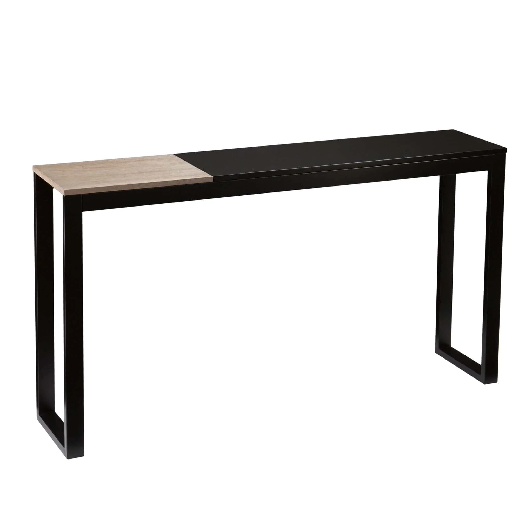 56" Natural and Black and Black Sled Console Table