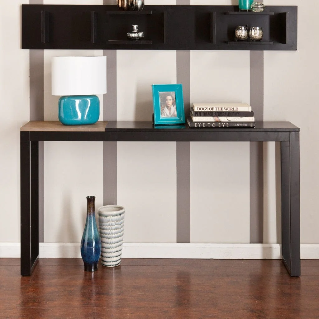 56" Natural and Black and Black Sled Console Table - Image 5