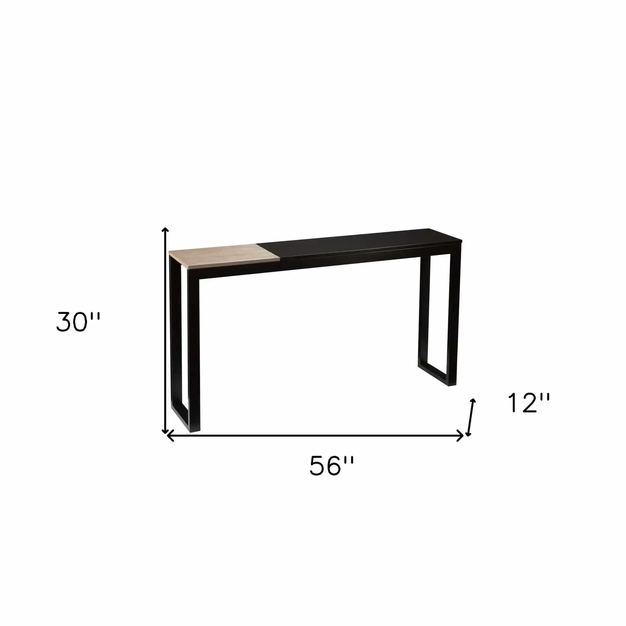 56" Natural and Black and Black Sled Console Table - Image 6