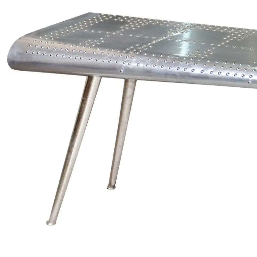56" Silver Aluminum Three Leg Console Table - Image 4
