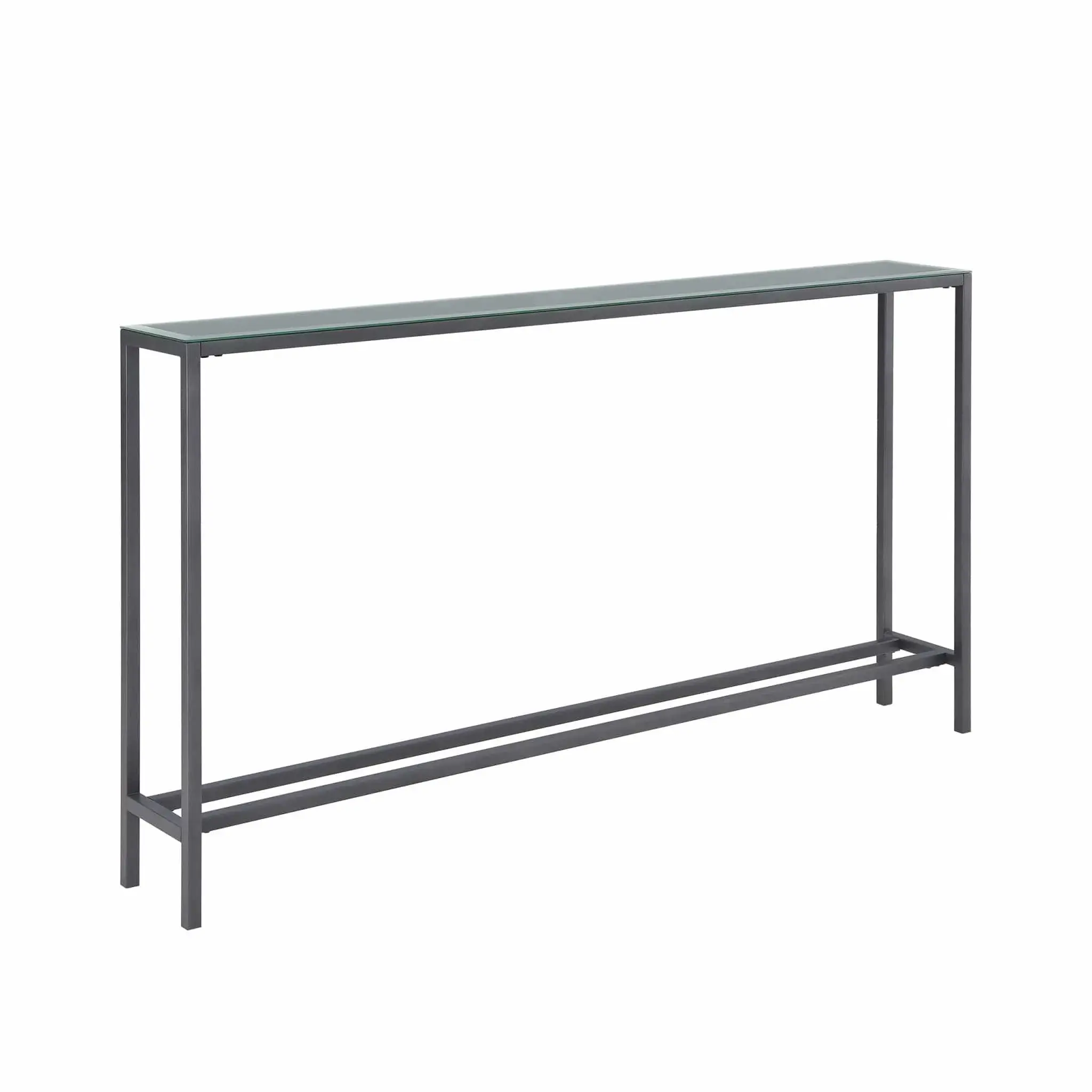 56" Silver and Gunmetal Mirrored Glass Console Table - Image 4