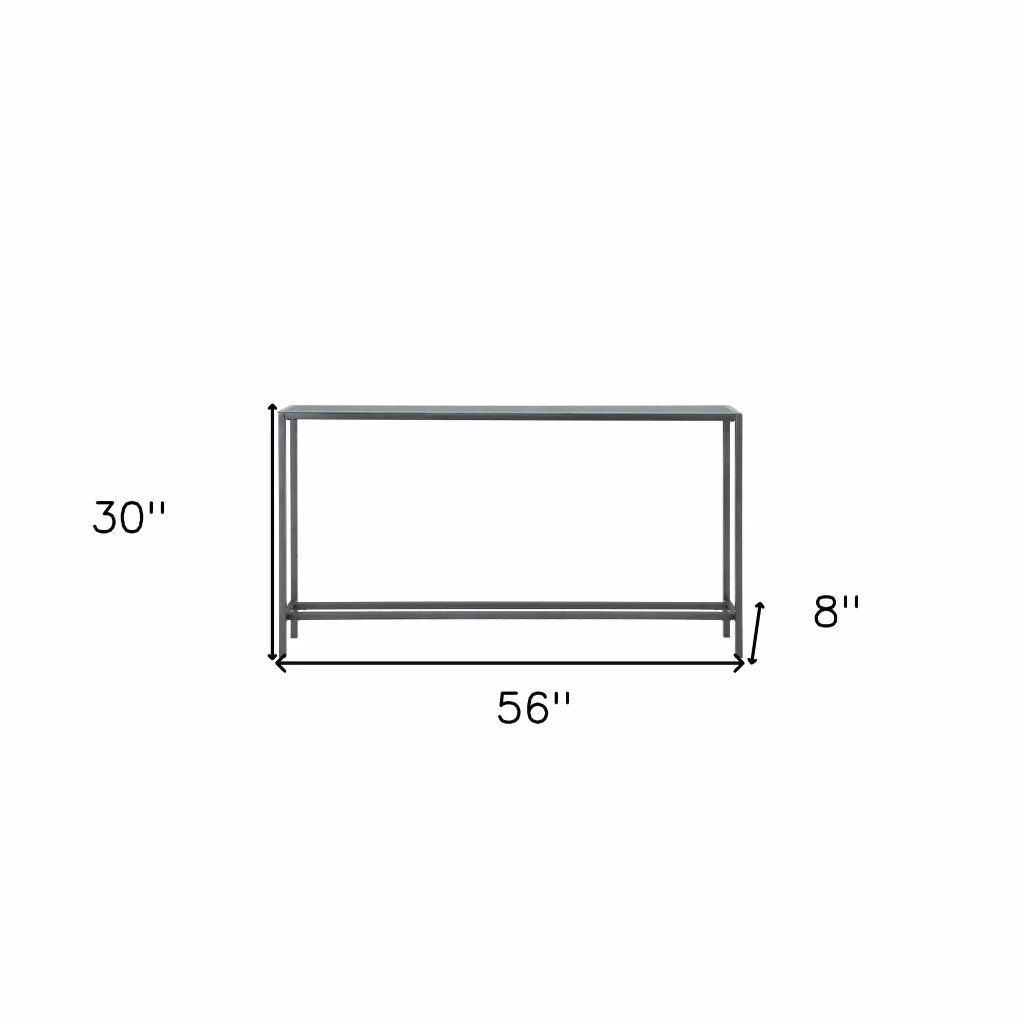 56" Silver and Gunmetal Mirrored Glass Console Table - Image 8