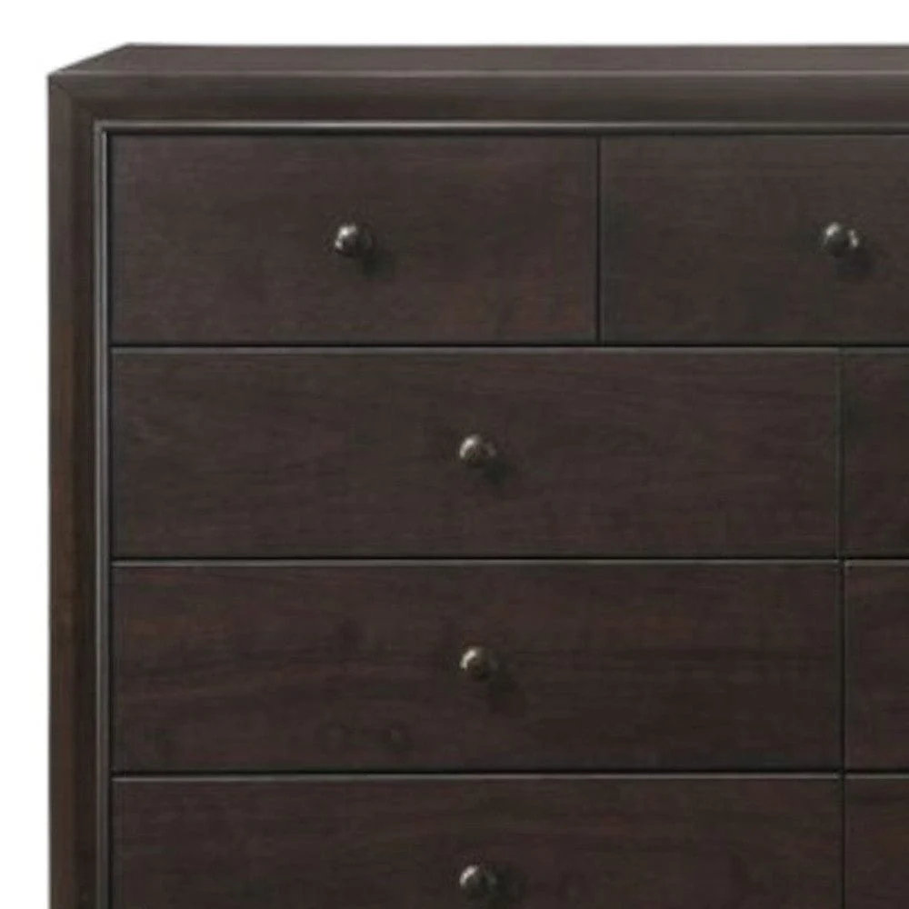 57" Espresso Solid and Manufactured Wood Nine Drawer Double Dresser - Image 4