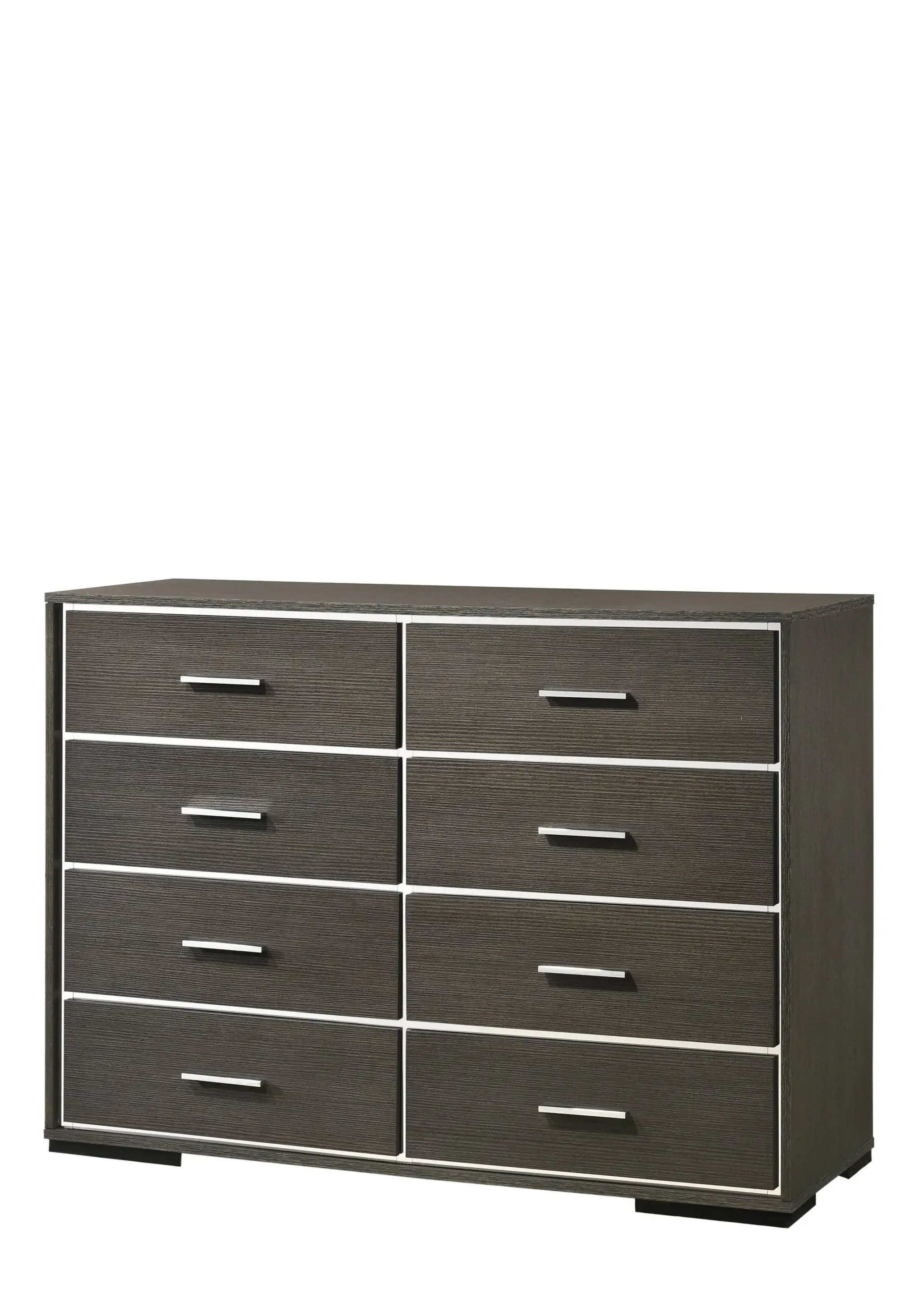 57" Gray Solid and Manufactured Wood Eight Drawer Double Dresser - Image 2