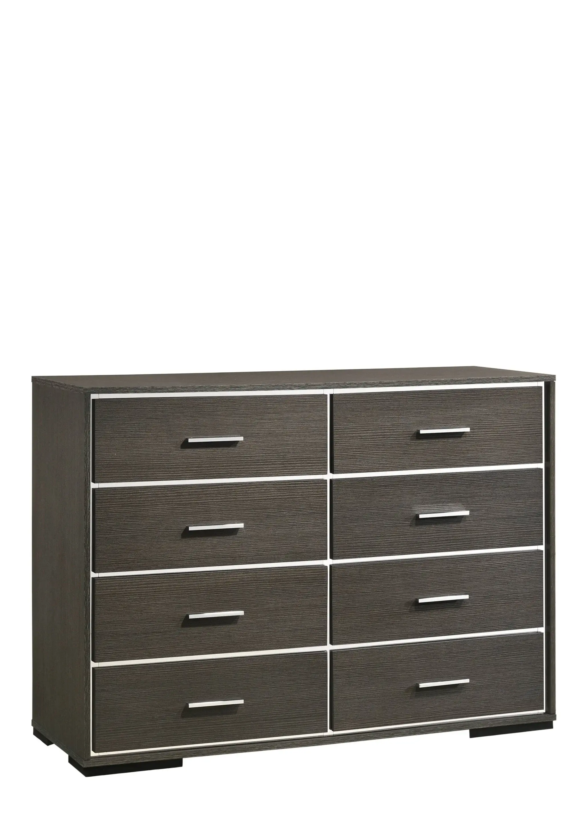 57" Gray Solid and Manufactured Wood Eight Drawer Double Dresser - Image 3