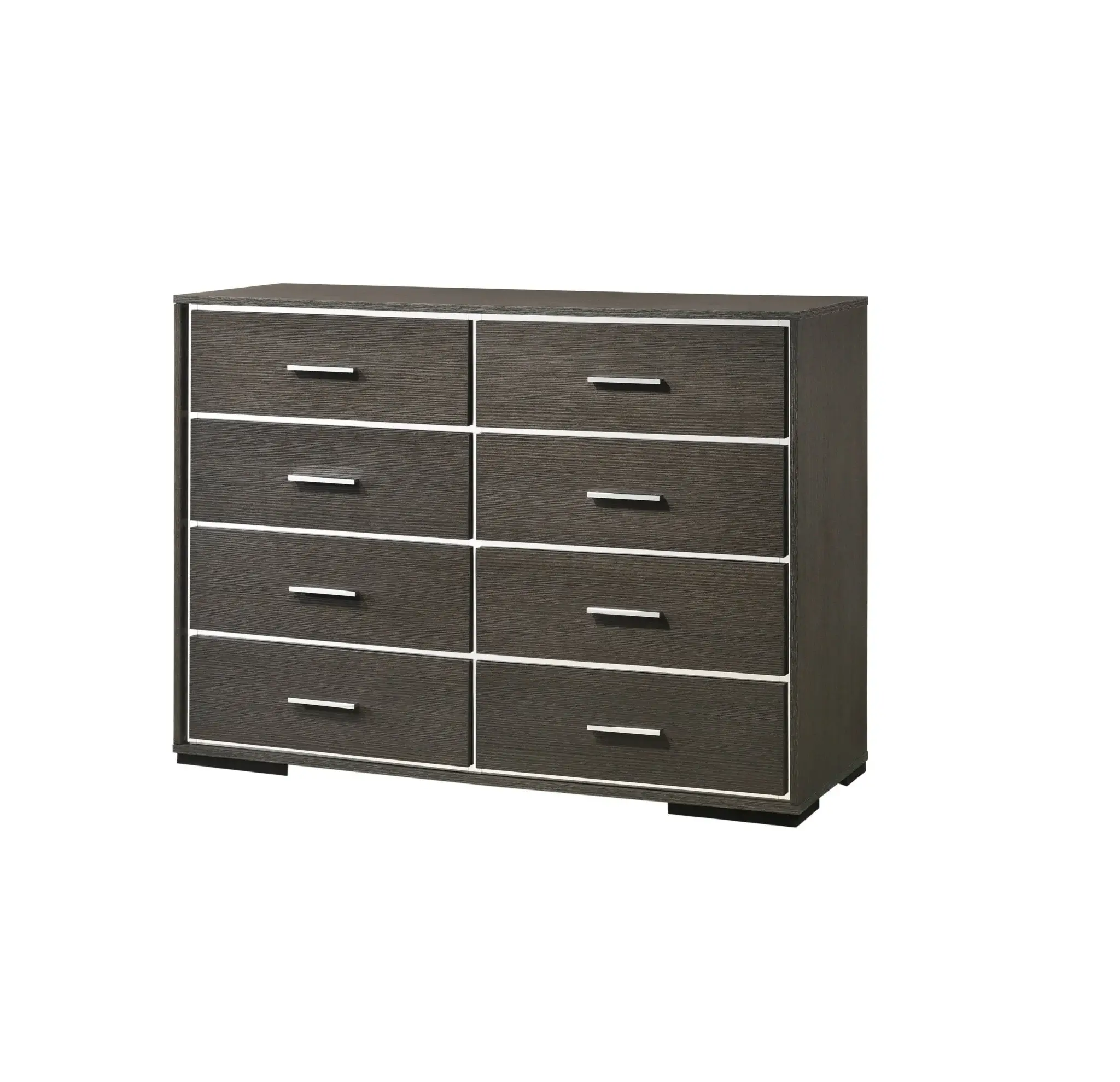 57" Gray Solid and Manufactured Wood Eight Drawer Double Dresser - Image 4