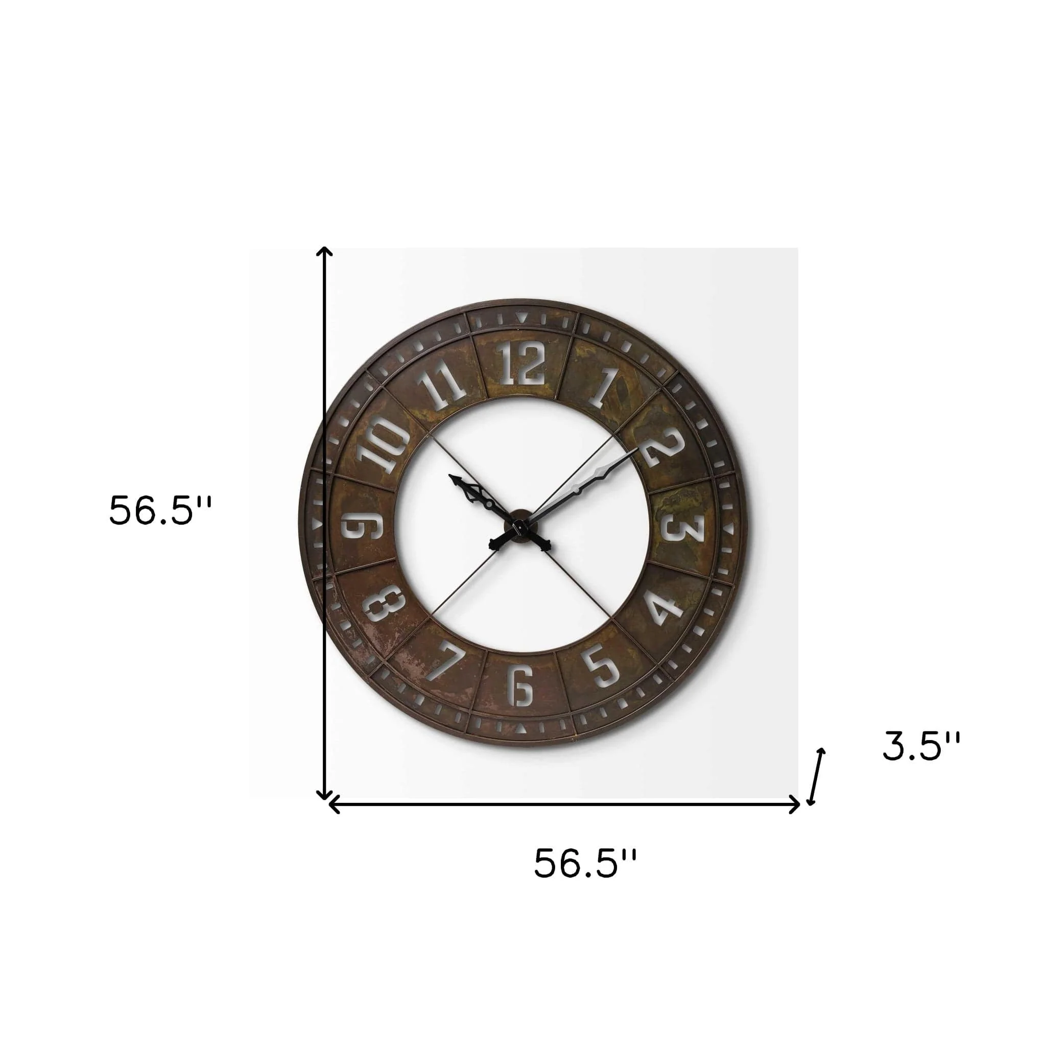 57" Round Industrial Brown Wall Clock - Image 7