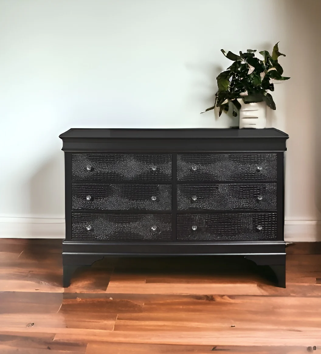 58" Metallic Grey Solid Wood Six Drawer Double Dresser - Image 2