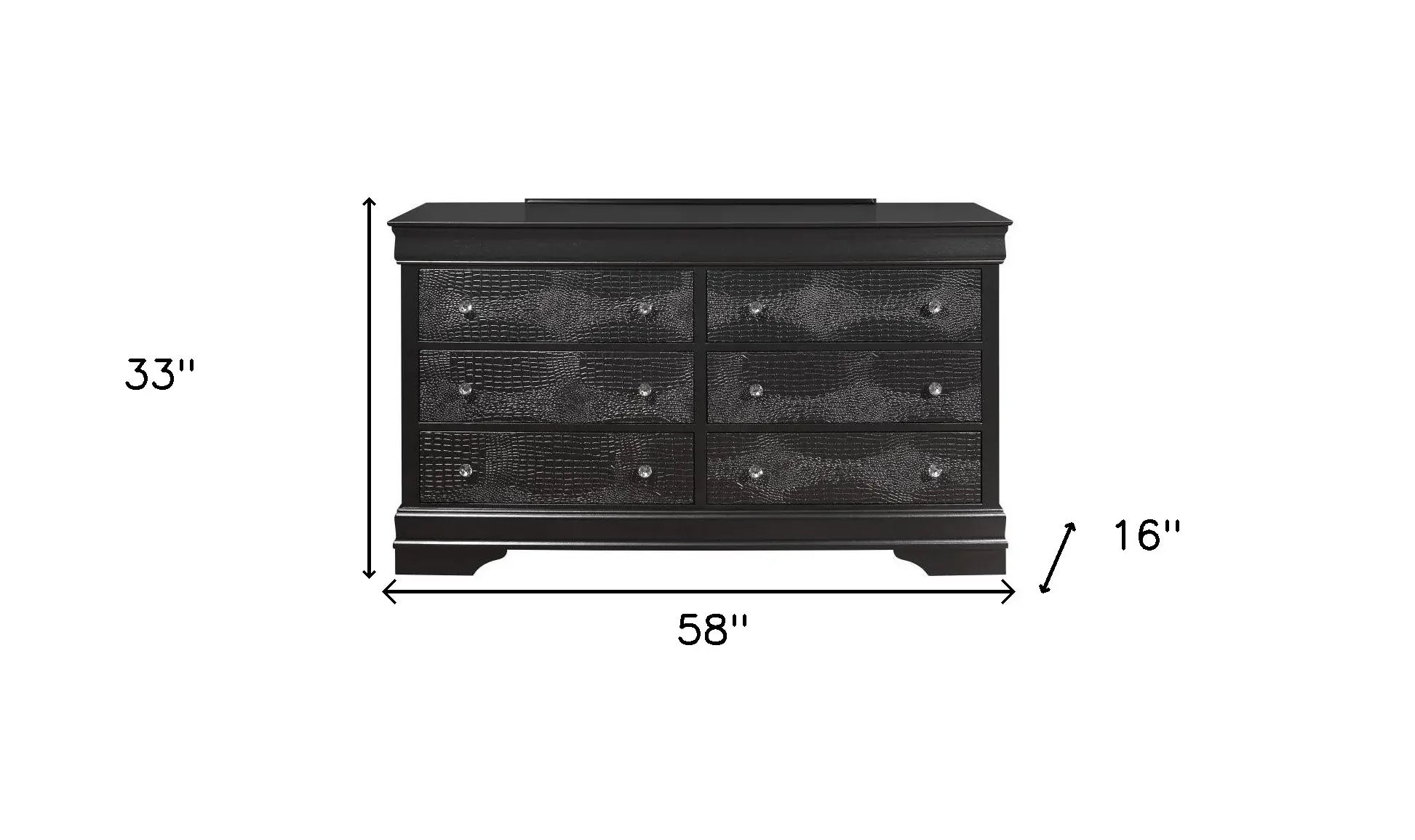 58" Metallic Grey Solid Wood Six Drawer Double Dresser - Image 4
