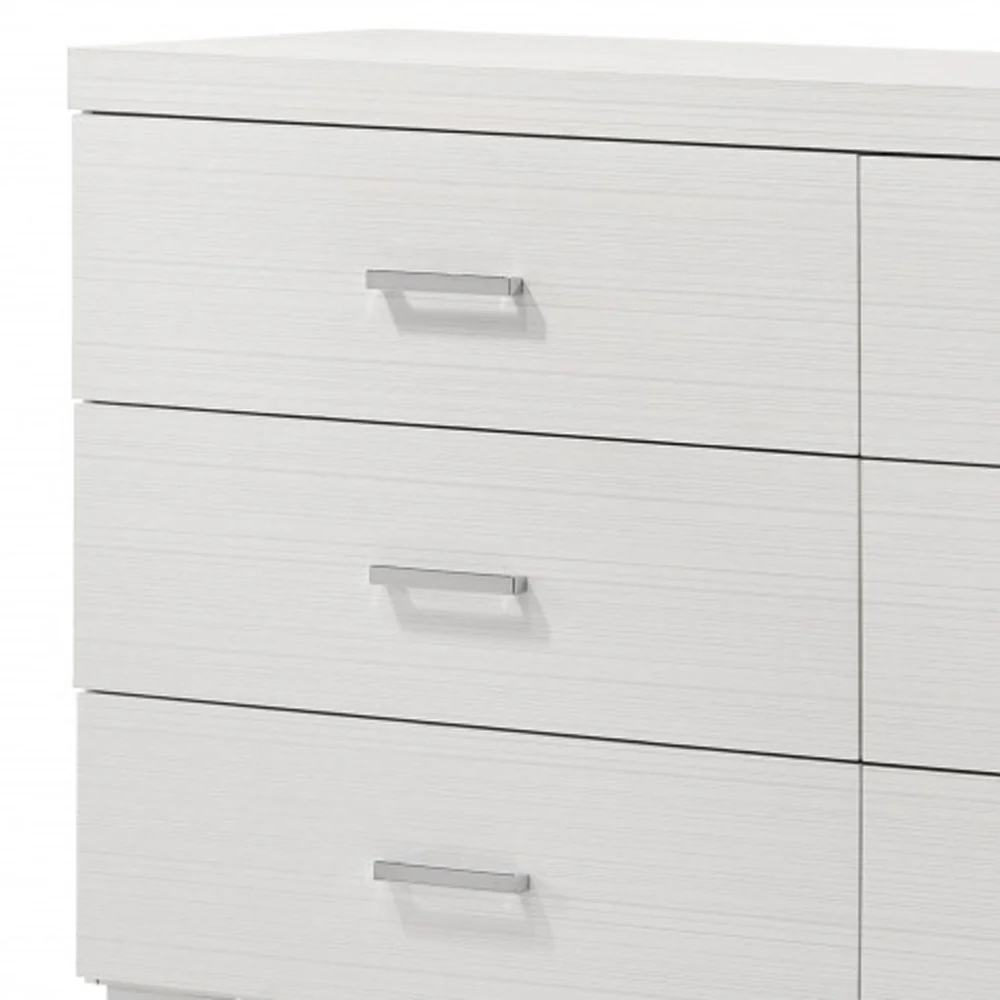 58" White Solid and Manufactured Wood Six Drawer Double Dresser - Image 3
