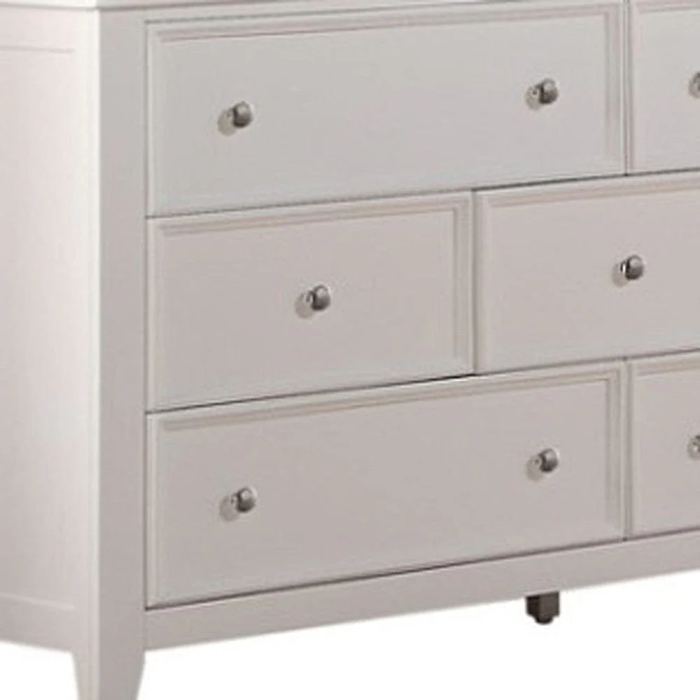 58" White Solid Wood Seven Drawer Triple Dresser - Image 4