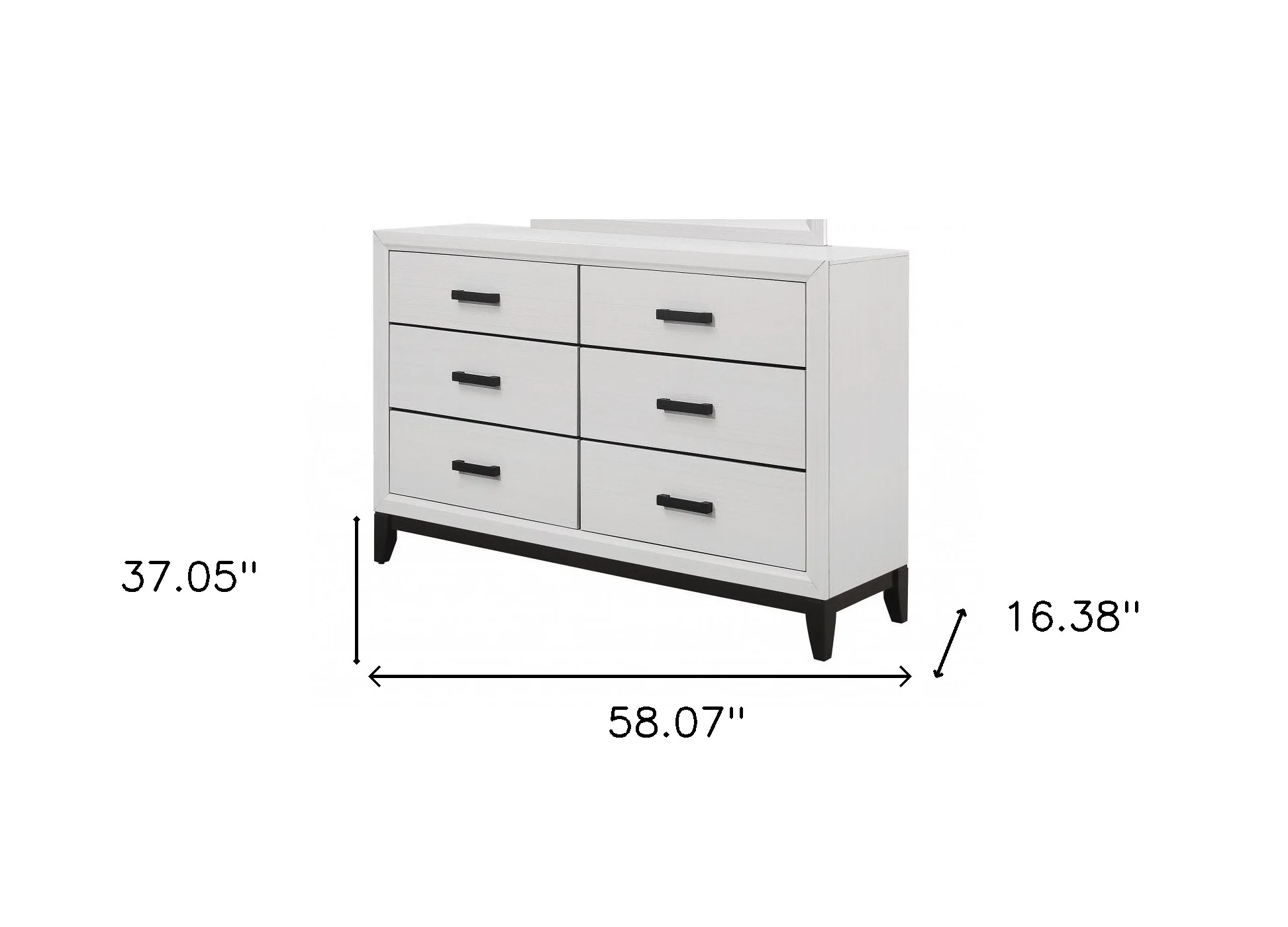 58" White Solid Wood Six Drawer Double Dresser - Image 7